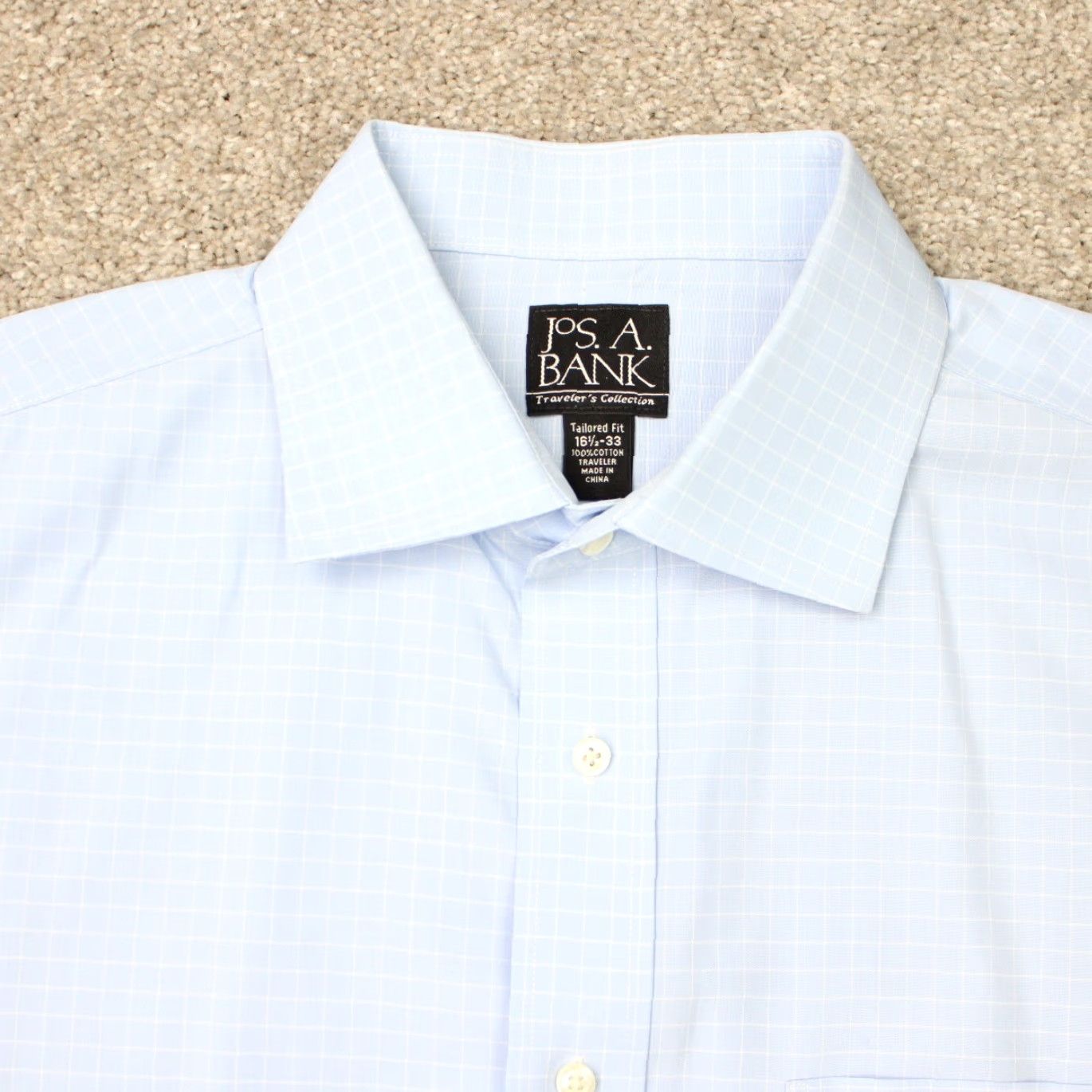 Jos. A. Bank Jos A Bank Shirt Mens 16 1/2, 33 Blue Traveler's Tailored Fit Cotton Long Sleeve Dress Shirt Regular Blue Mens Size US XL / EU 56 / 4 - 4 Thumbnail