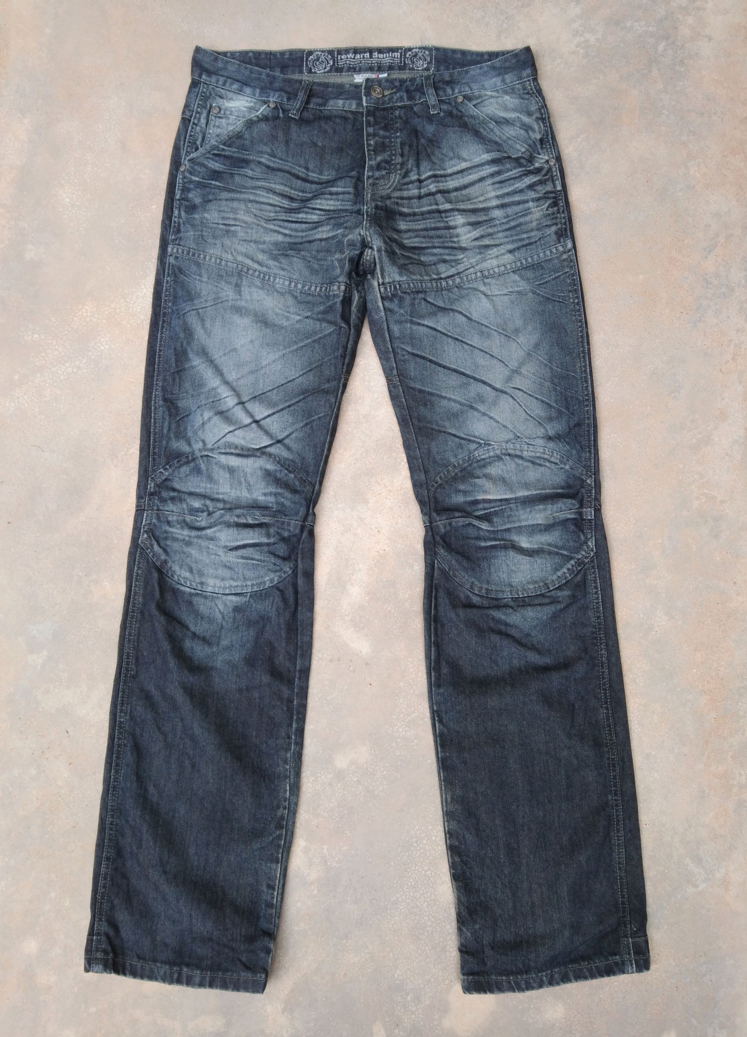 Jean Vintage Reward Denim Whisker Distressed Jeans 34x36 Size US 34 / EU 50 - 1 Thumbnail