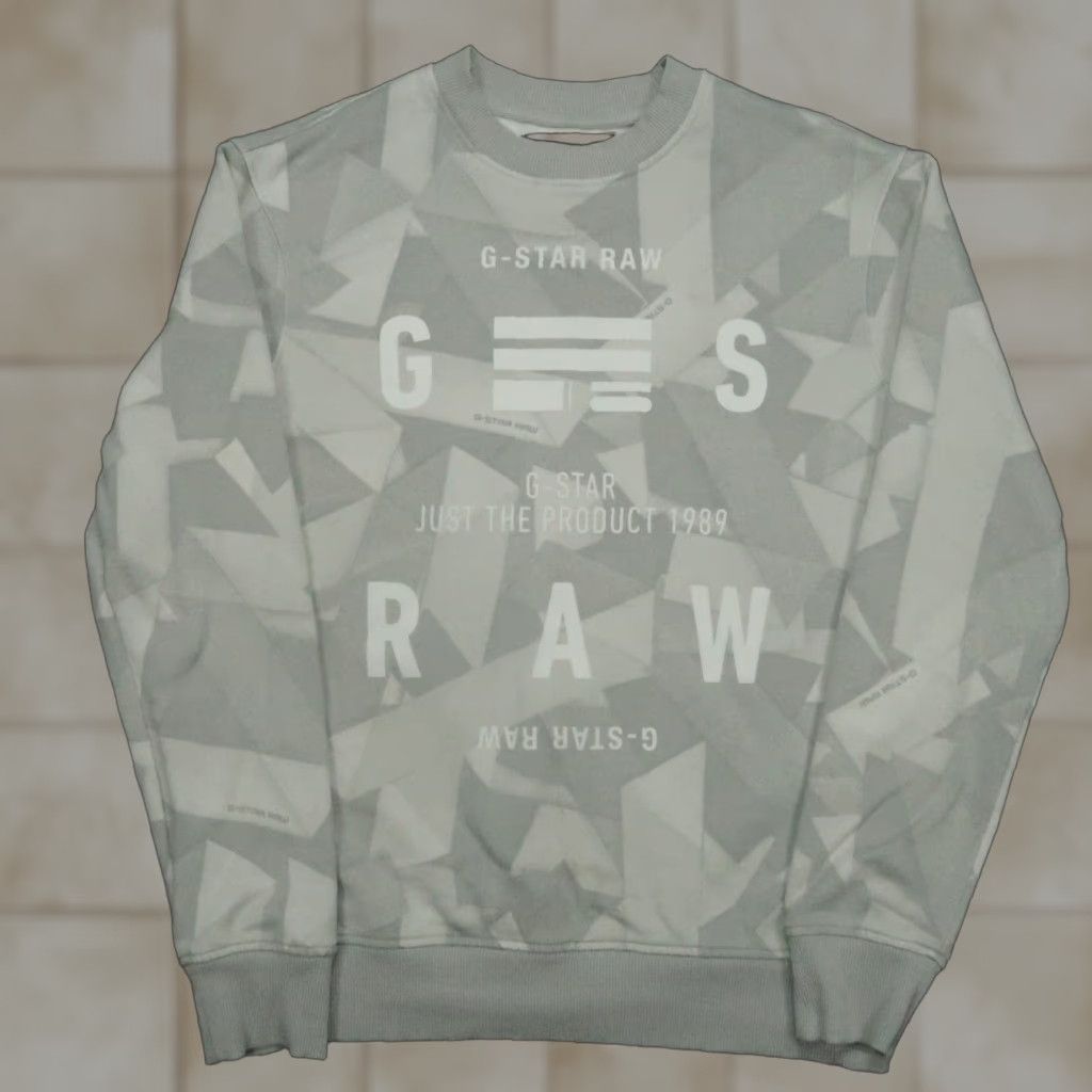 G-Star G Star Sweatshirt Mens M Gray Long Sleeve Crew Neck Pullover Geometric Abstract Tape AOP Size US M / EU 48-50 / 2 - 1 Thumbnail