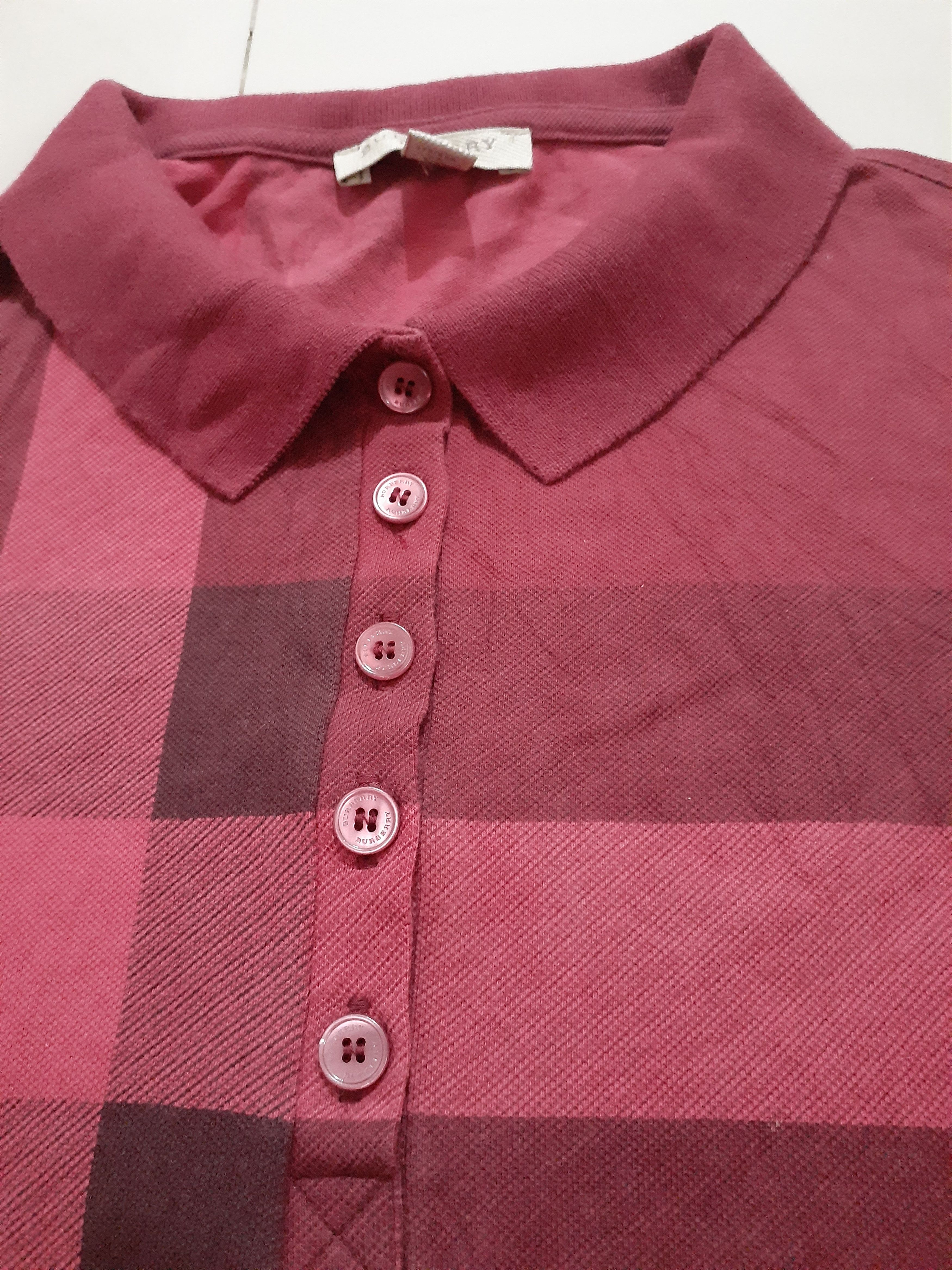 Burberry × Designer Burberry Brit Plaid Stretch Cotton Poloshirt Size XS / US 0-2 / IT 36-38 - 3 Thumbnail