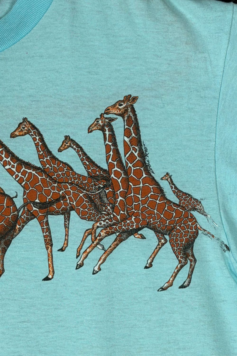 Vintage 1982 Harlequin NG Giraffe Tee - Double Sided Size US L / EU 52-54 / 3 - 6 Thumbnail