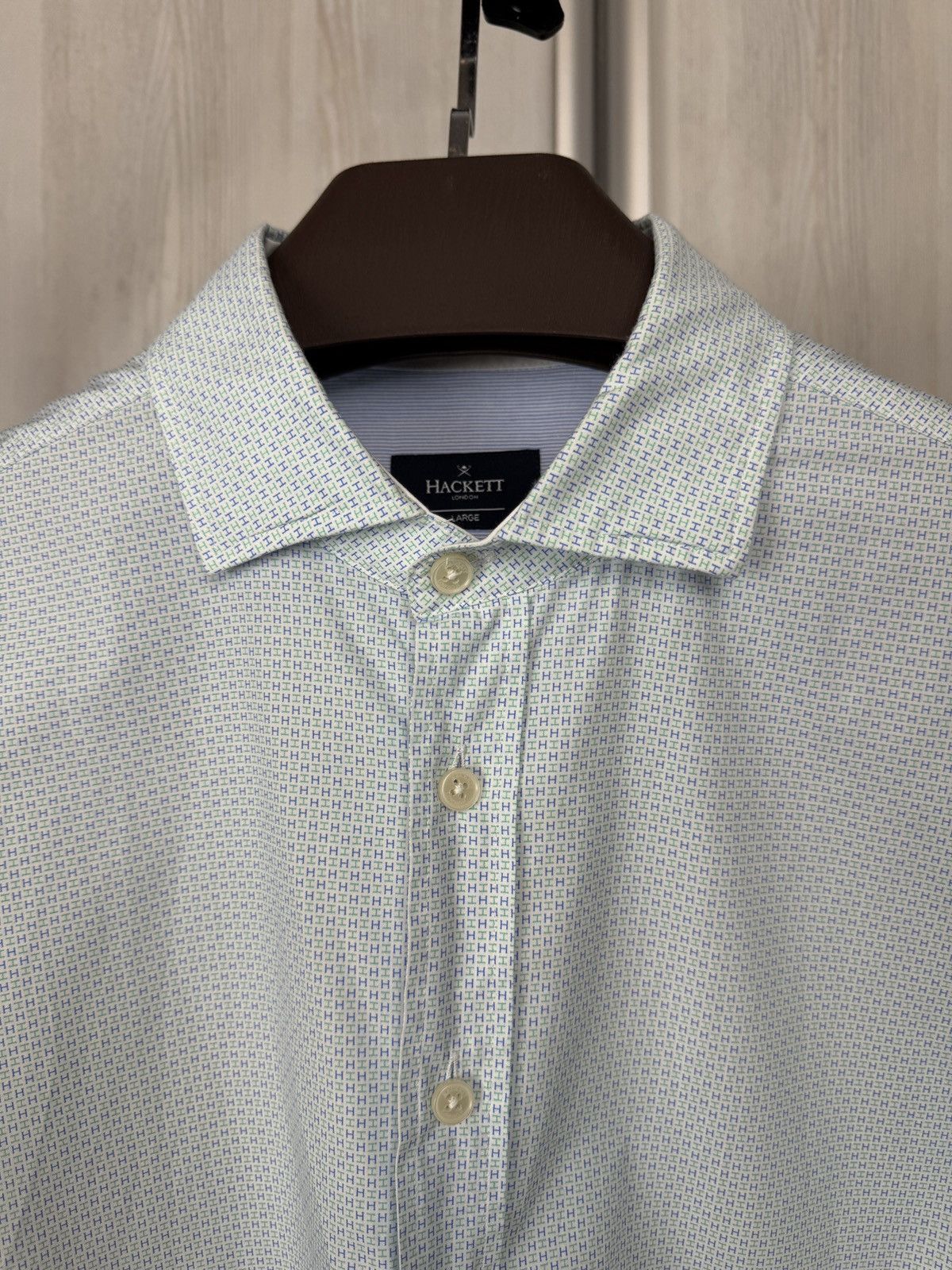 Hackett Hackett London monogram blue slim fit long sleeve shirt Size US L / EU 52-54 / 3 - 3 Thumbnail