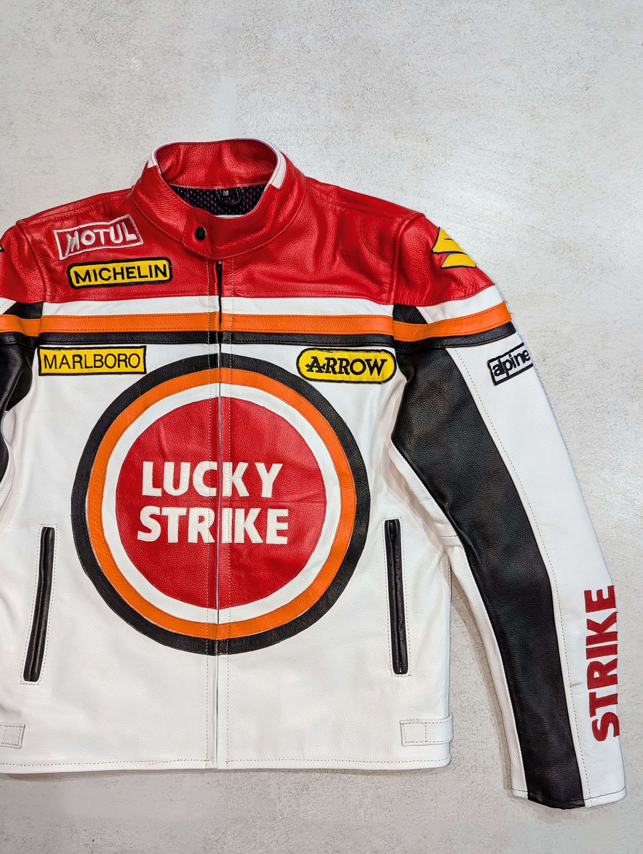 🔥 LUCKY STRIKE 🔥 RARE 90s LEATHER JACKET STREETWEAR