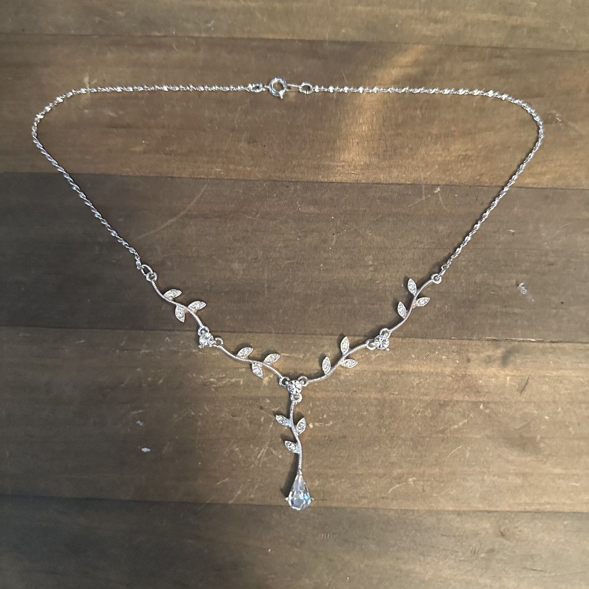 Vintage Vintage silver tone CZ vine Y necklace Size ONE SIZE - 2 Thumbnail