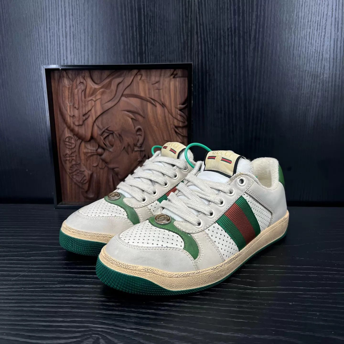Gucci Gucci Gray Green No Logo Distressed Sneaker 1x 36 Women's Size US 5.5 / IT 35.5 - 1 Thumbnail
