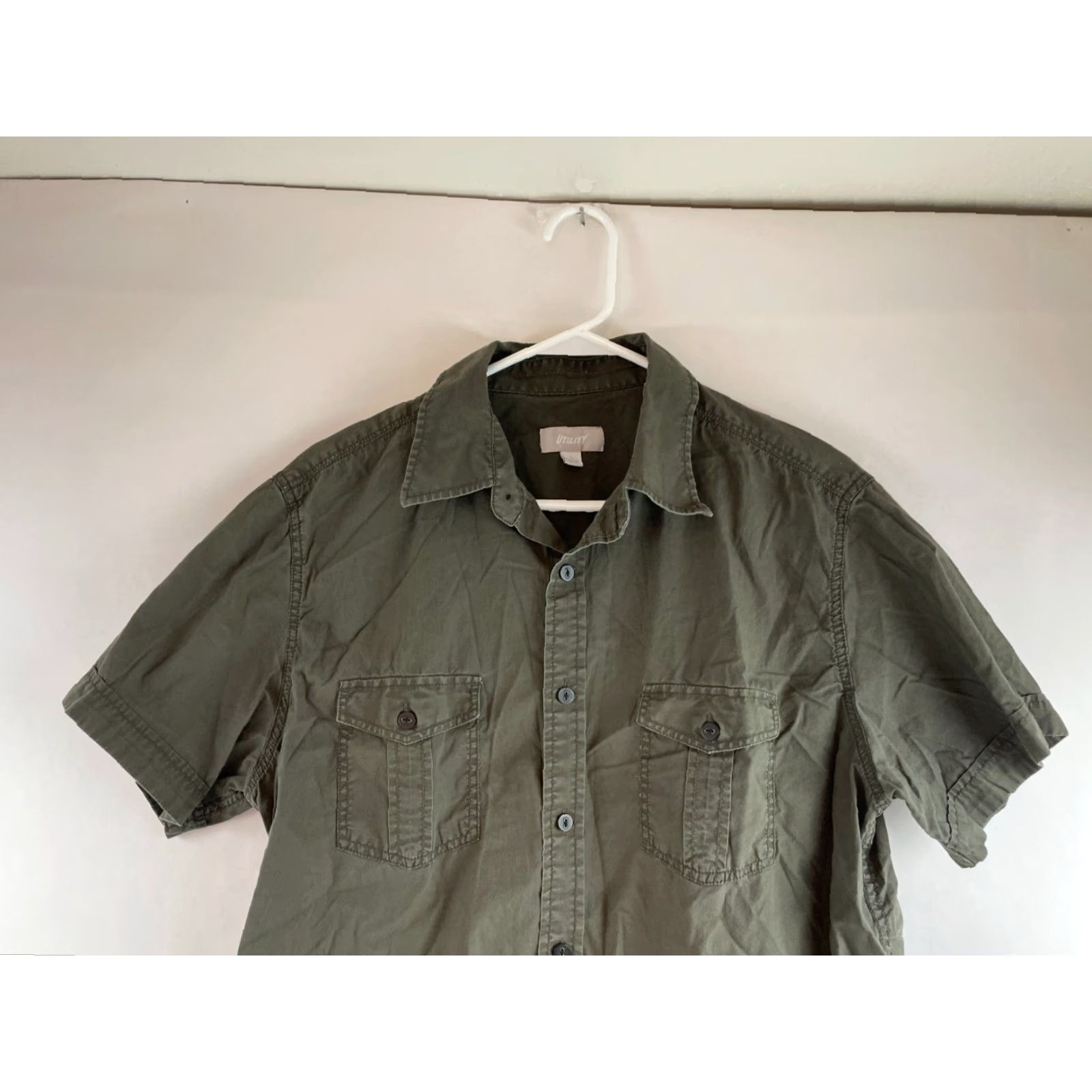 Vintage Utility Shirt Men's Large Green Duck Hunting Button Up Pockets Short Sleeve Cotton Cotton Blend Size US L / EU 52-54 / 3 - 3 Thumbnail