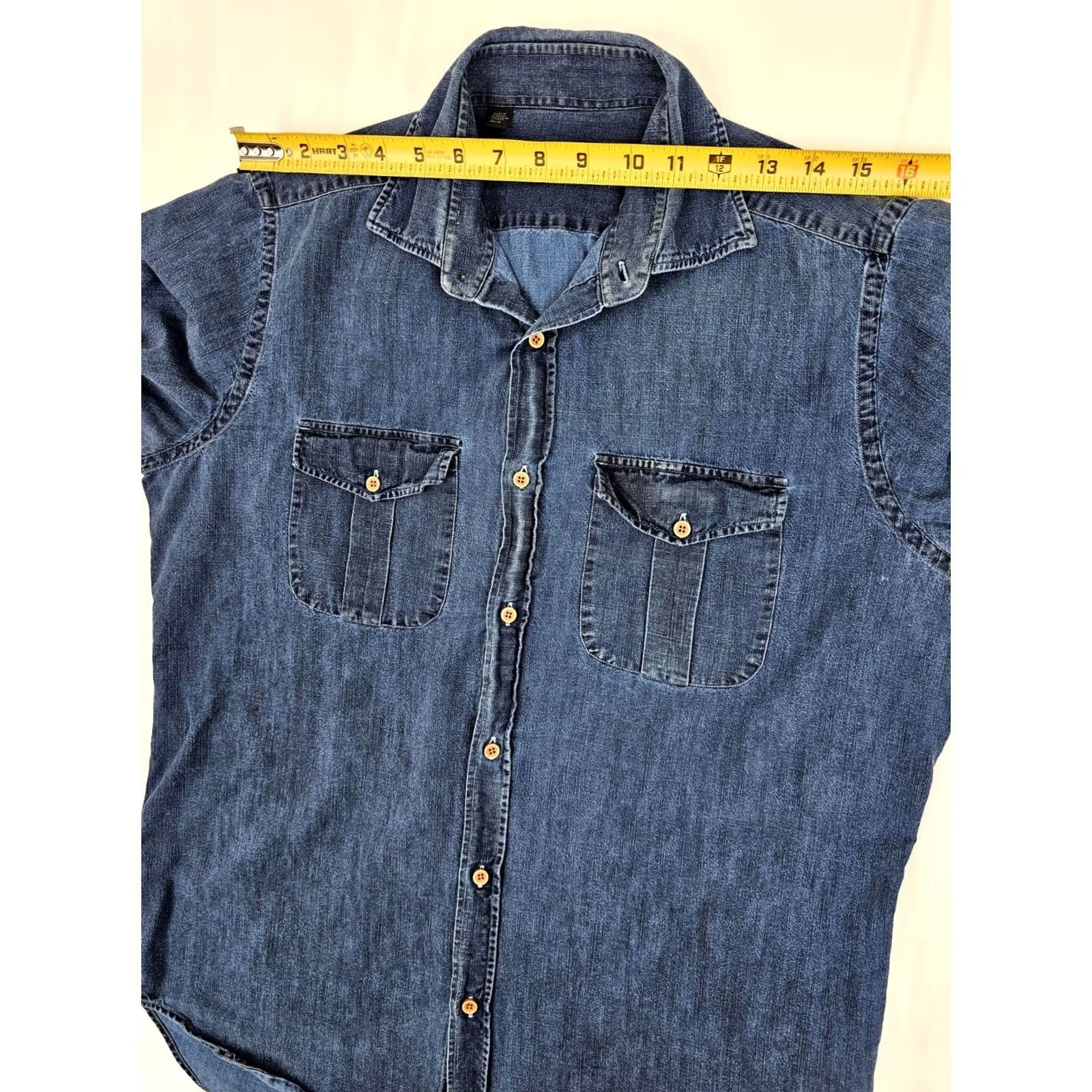 Saks Fifth Avenue Saks Fifth Avenue Denim Button Shirt Men M Blue Cotton Long Sleeve EUC Size US M / EU 48-50 / 2 - 7 Thumbnail