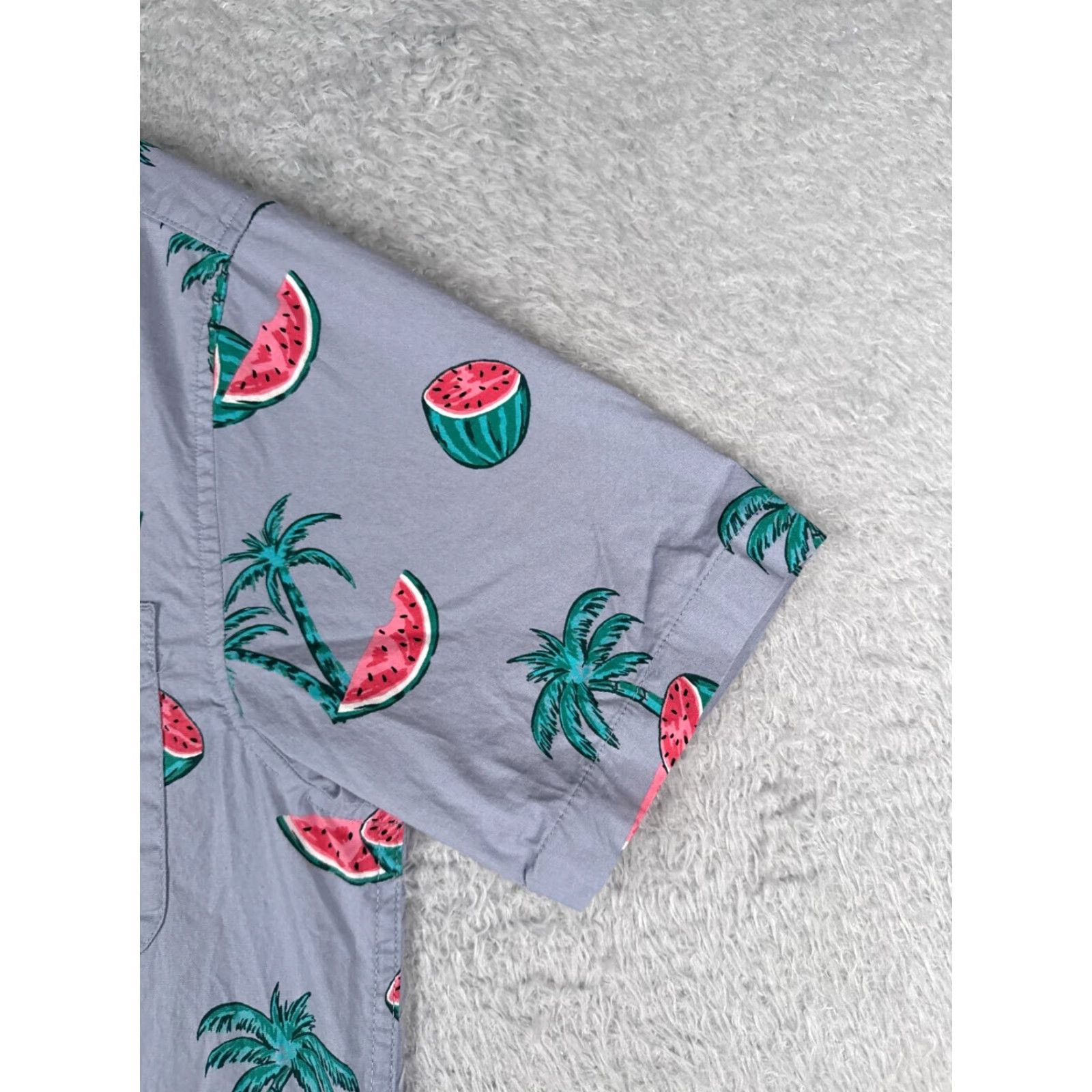 Vintage Matix Shirt Men Medium Blue Watermelon Palm Tree Cotton Blend Hawaiian Button Up Size US M / EU 48-50 / 2 - 2 Thumbnail