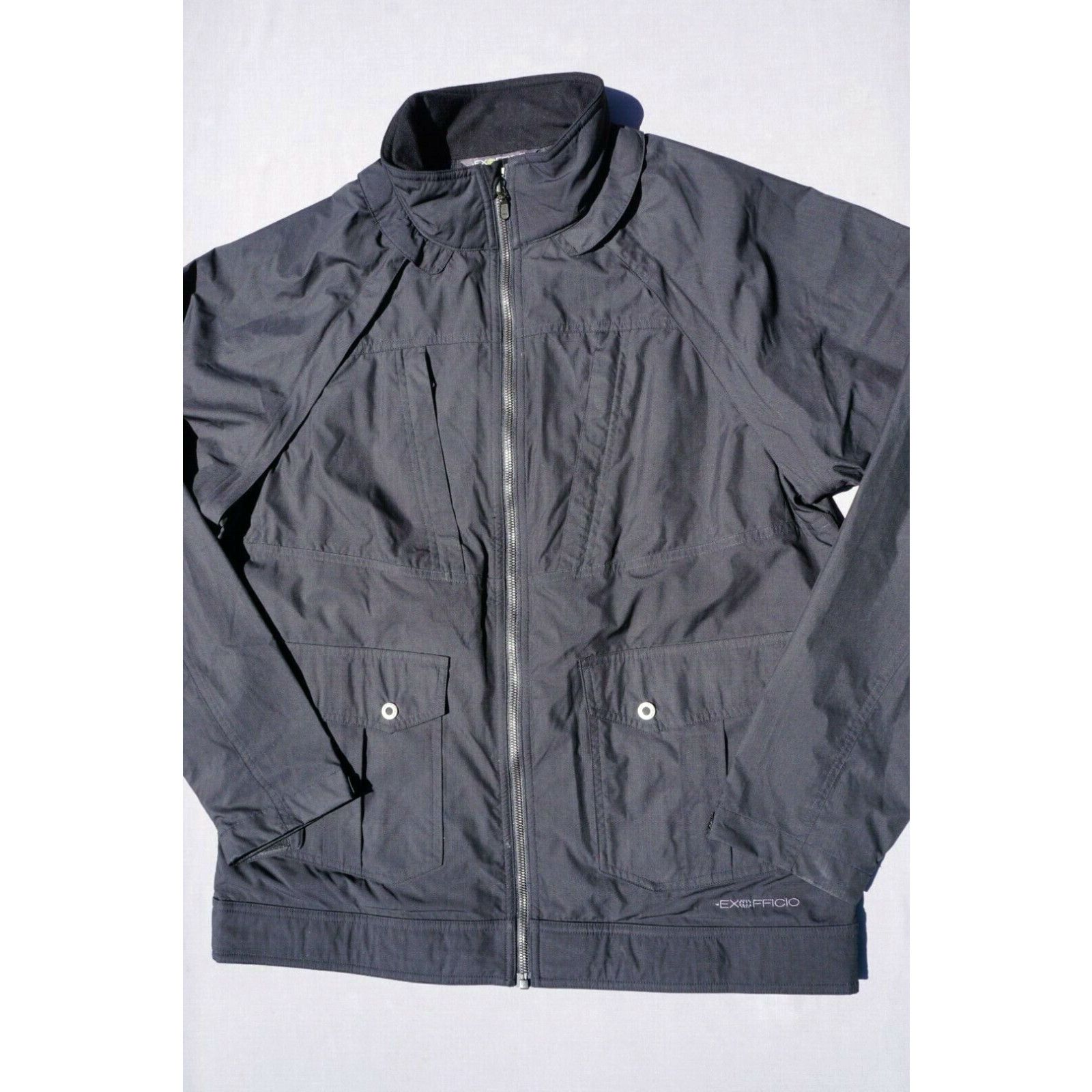 image of Exofficio Flyq Convertible Midweight Full Zip Jacket. Black, Men's Size M. Guc!! in White