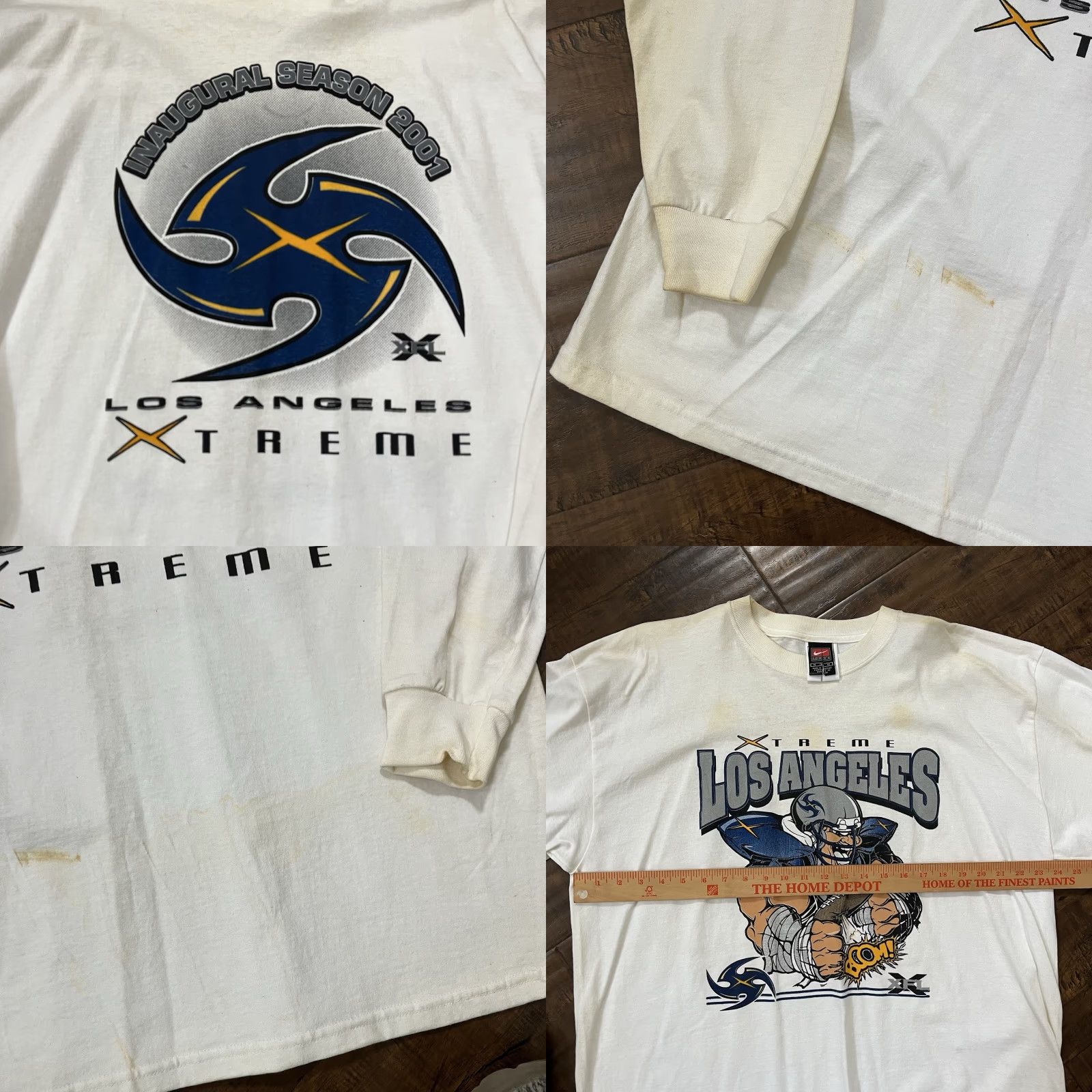 Nike VINTAGE Nike Football T-Shirt XL Men White 2001 LA XFL Xtreme Sports Football Men's Size US XL / EU 56 / 4 - 8 Thumbnail