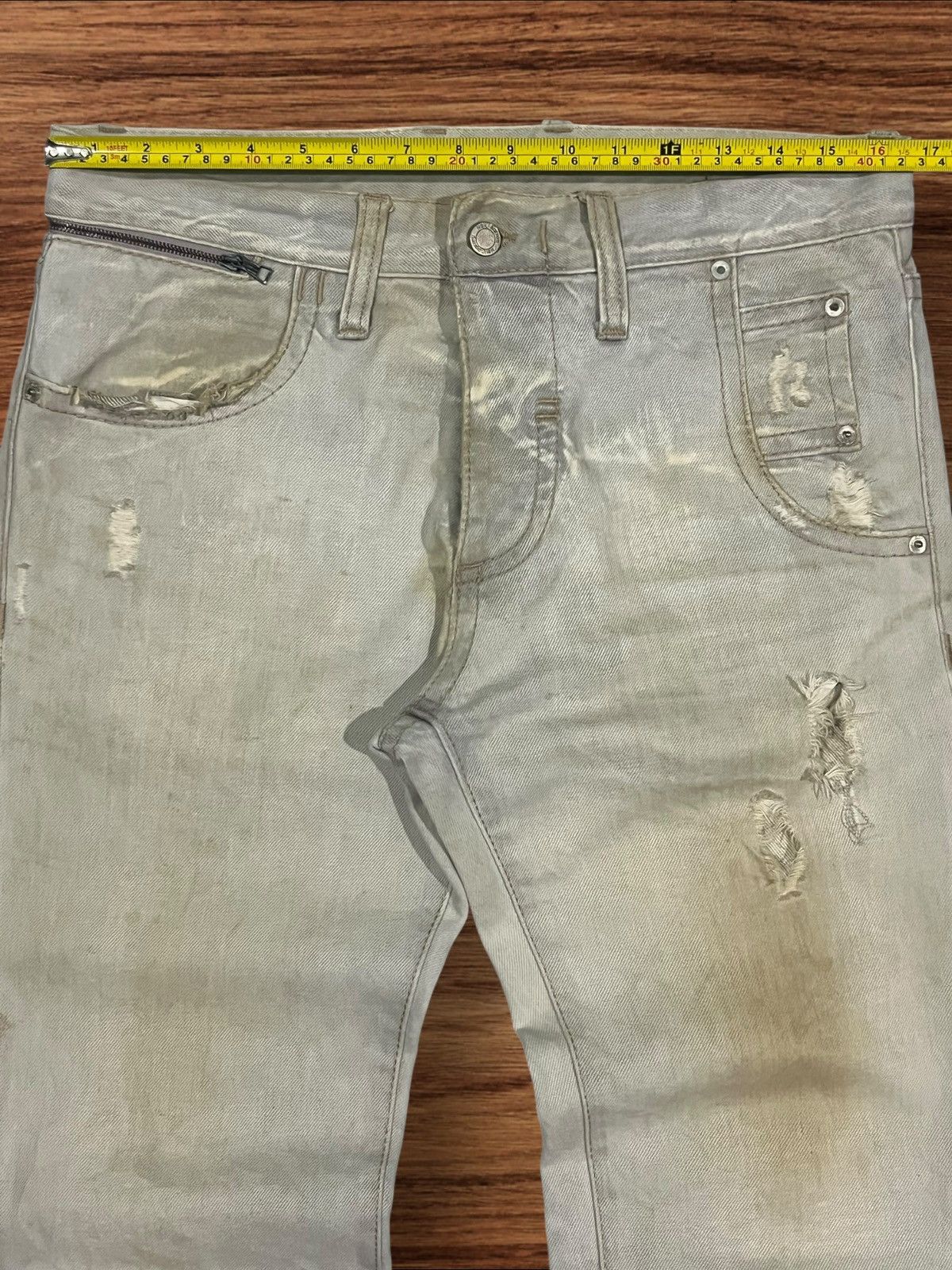 Neil Barrett Vintage Italian Neil Barrett Distressed Button Fly Mud Jeans Size US 33 - 19 Thumbnail
