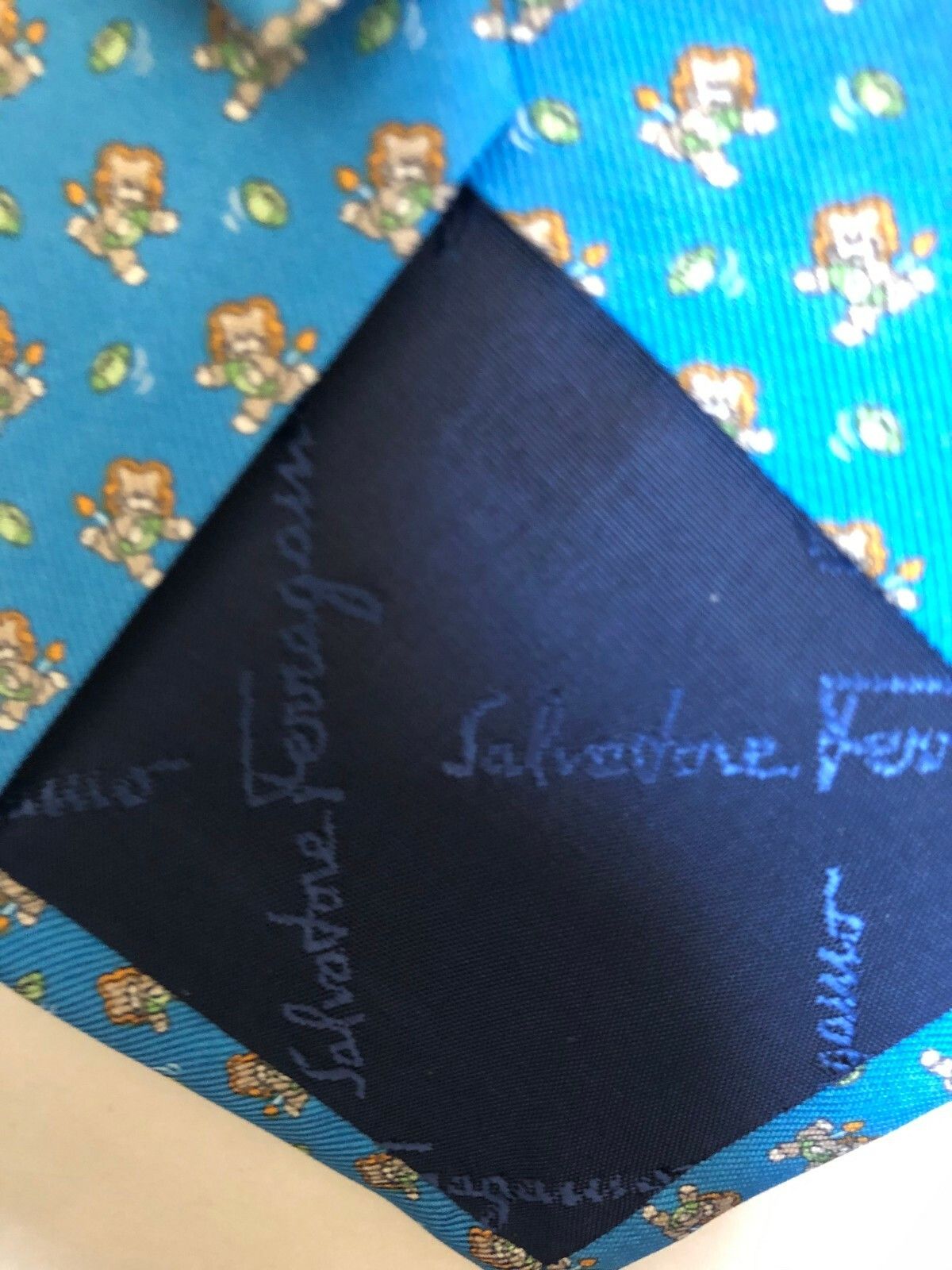 Salvatore Ferragamo Salvatore Ferragamo Sky Blue Teddy Bear Silk Tie Italy Size ONE SIZE - 3 Thumbnail
