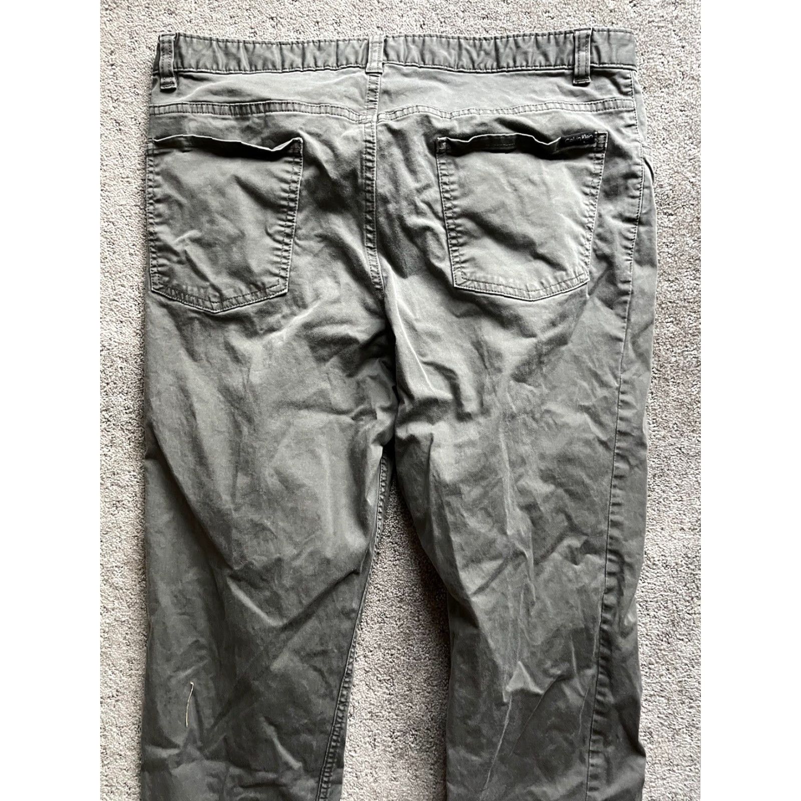Calvin Klein Calvin Klein Men's Slim Fit Stretch Pants 5-Pocket Size 34x32 Gray Slim Leg Chino Regular 34in Inseam Mens Vintage No Size US 34 / EU 50 - 4 Thumbnail