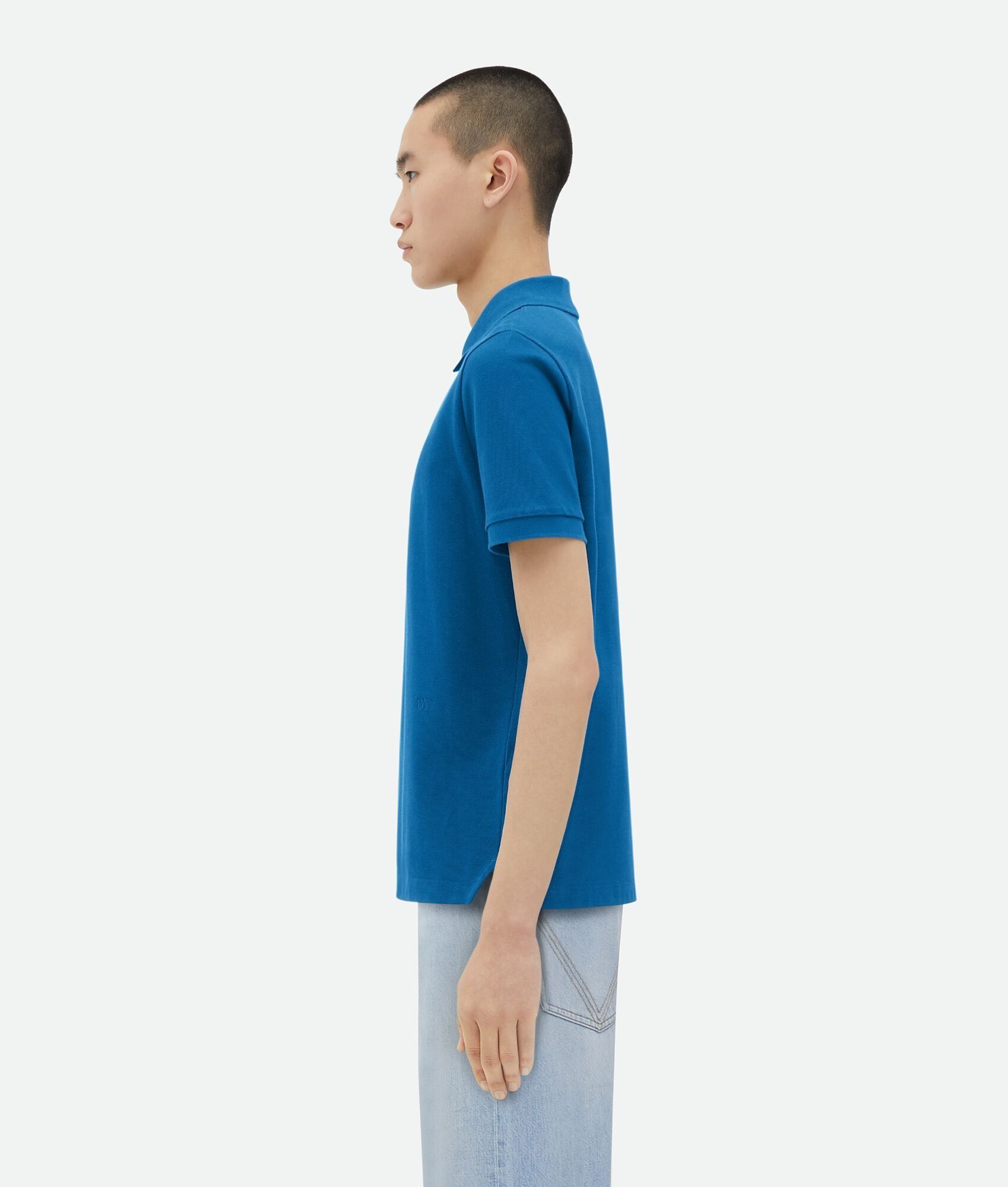 Bottega Veneta o1n1vont1224 Cotton Jersey Polo Shirt in Pacific Blue Size US XL / EU 56 / 4 - 2 Thumbnail