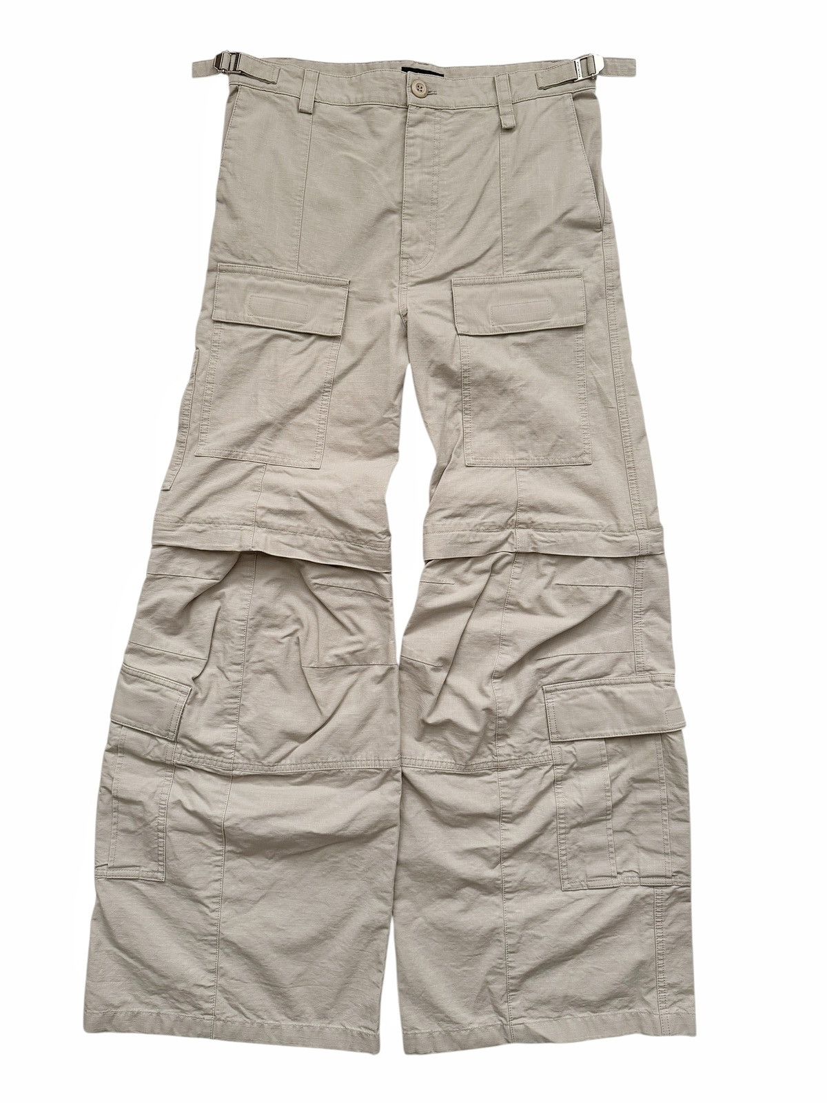 Balenciaga S Ripstop Khaki Cargo Flare Pants Size US 34 / EU 50 - 1 Thumbnail