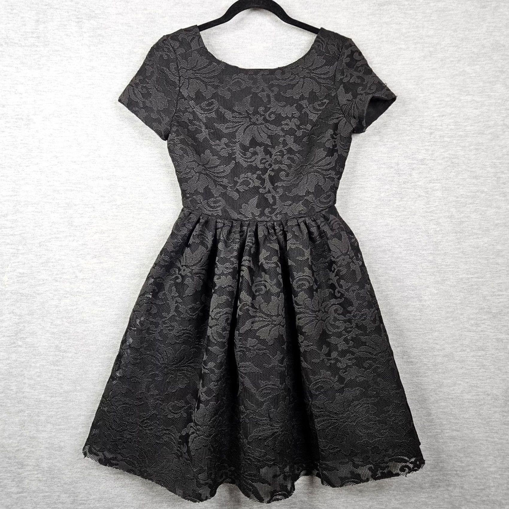 Maje Maje Dress Women Black Floral Lace V-Neck Short Sleeve A-Line Size 1 Mini Size XS / US 0-2 / IT 36-38 - 2 Thumbnail
