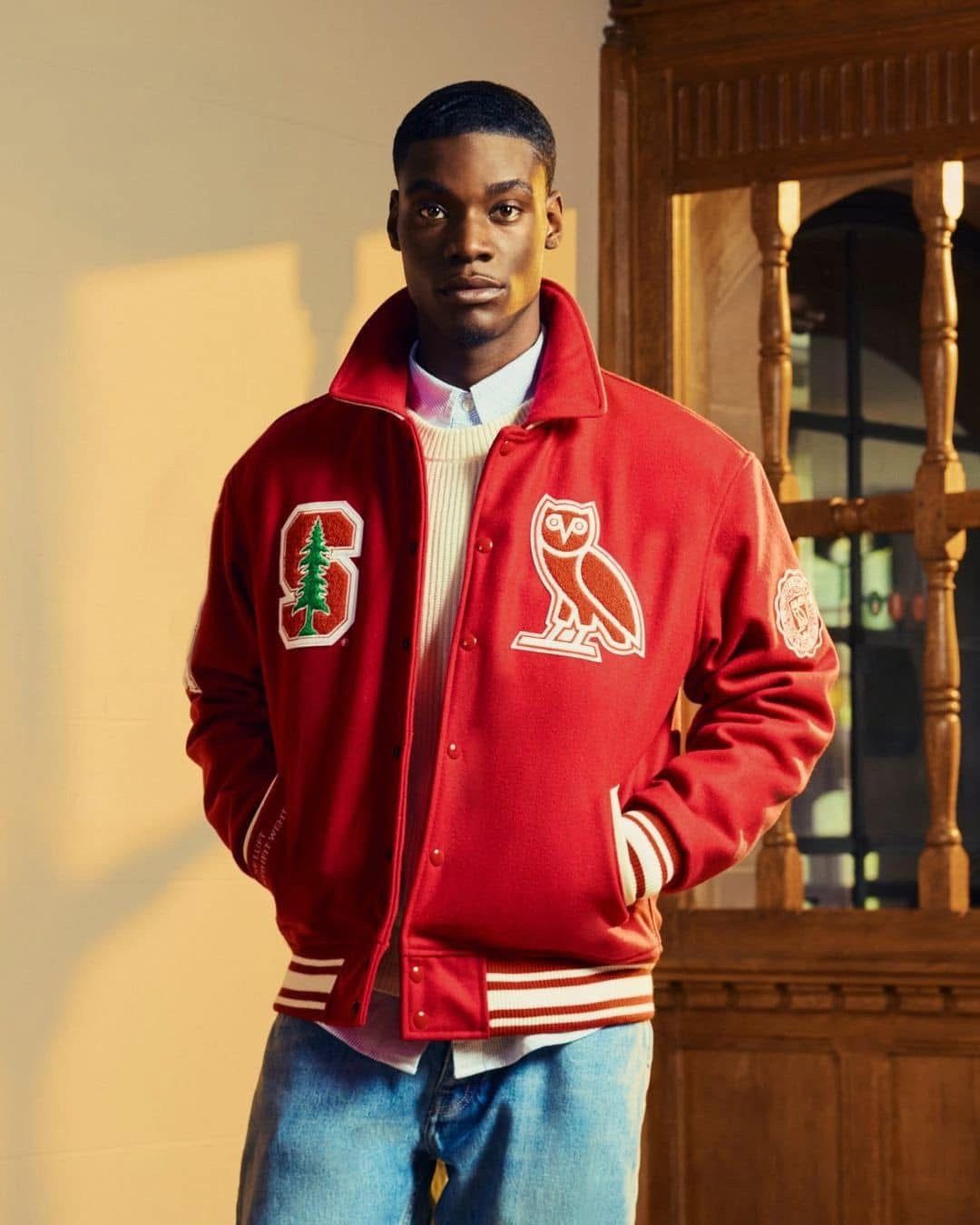 OVO x Stanford University Red Varsity Jacket