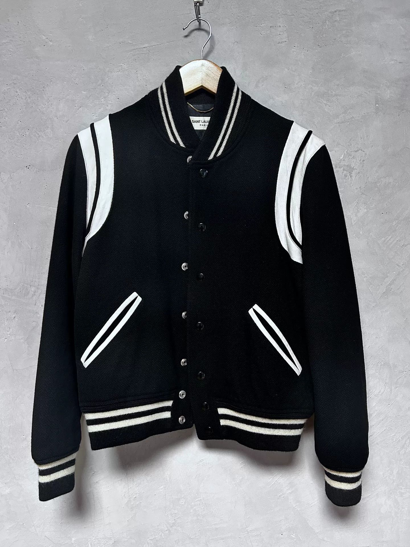 Saint Laurent Paris Saint Laurent Classic Black and White Baseball Jacket Size US XS / EU 42 / 0 - 1 Thumbnail