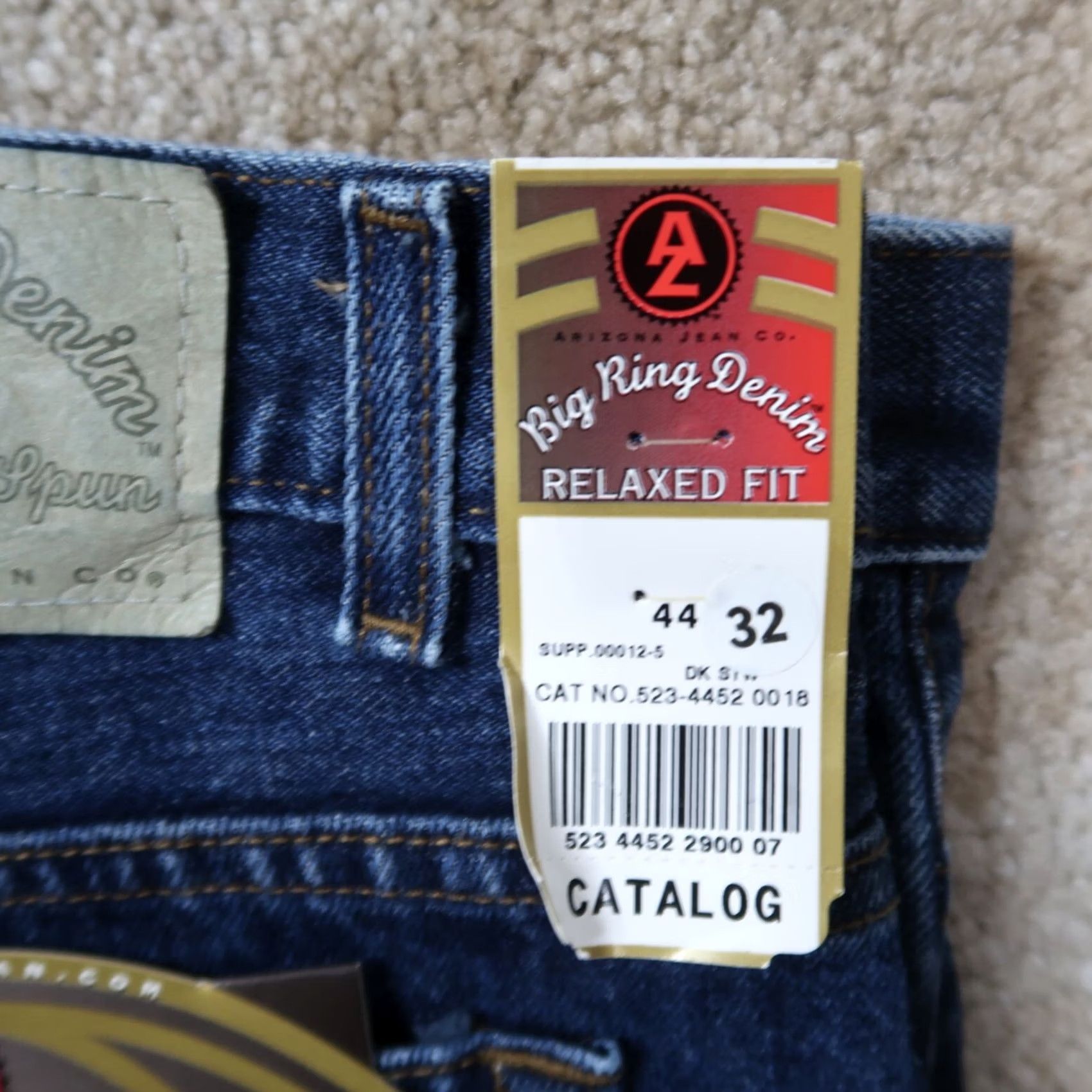Vintage Arizona Jeans Vintage Big Ring Denim Relaxed Straight Jeans 44x32 Men Blue 90s Grunge Rockabilly 5-Pocket Zip Button Baggy Casual Size US 44 / EU 60 - 3 Thumbnail