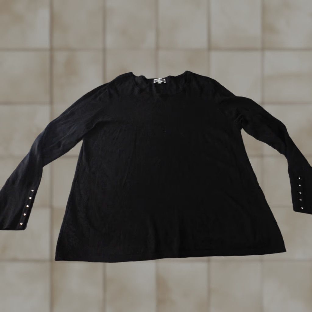 JM Collection JM Collection Womens Sweater XL Black Pullover Round Neck Stretch Rayon Nylon Knit Classic Regular Knitwear Pullover Womens Fashion Options: None Size XL / US 12-14 / IT 48-50 - 1 Thumbnail