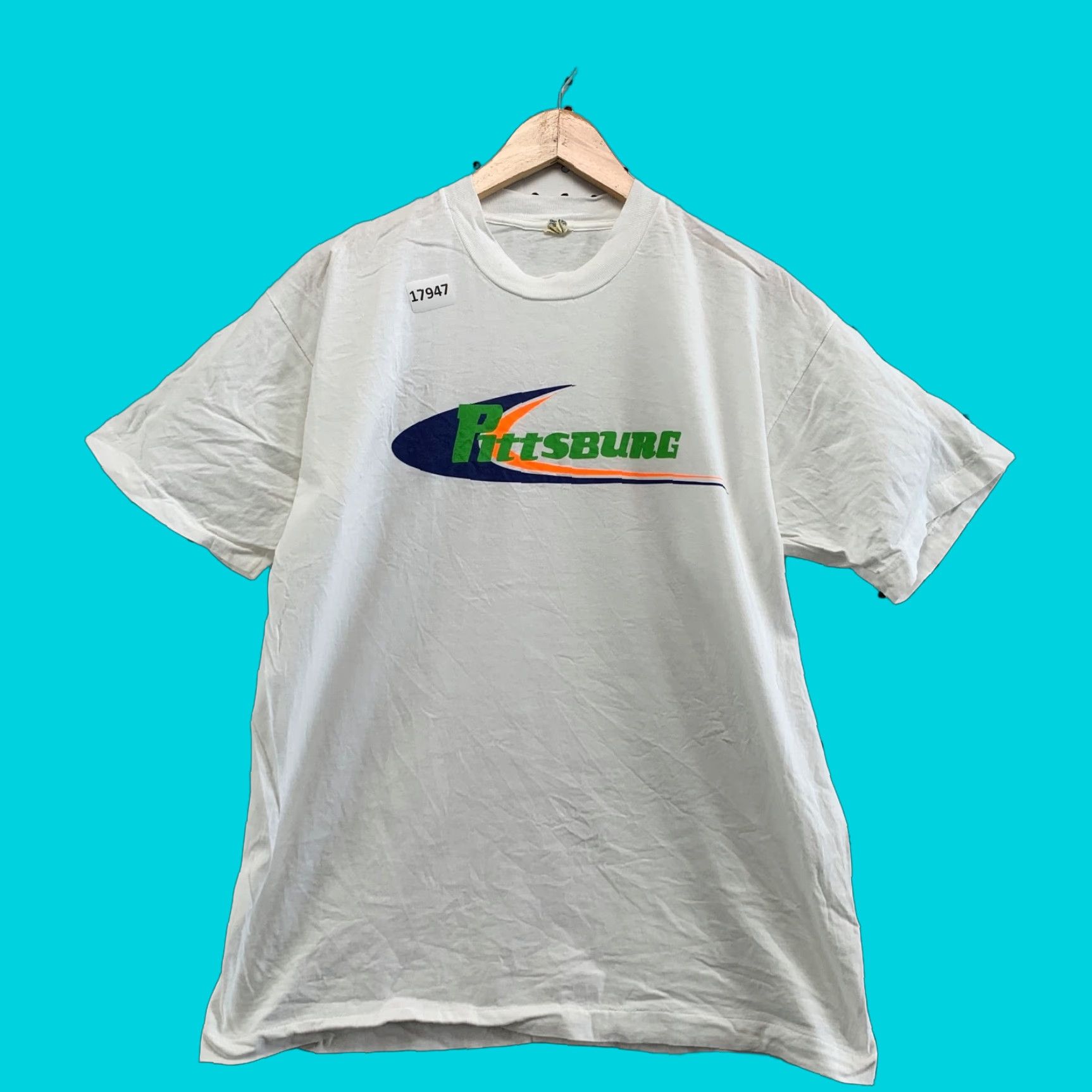 Vintage VINTAGE Screen Stars 80s Pittsburgh T-Shirt Adult Large Short Sleeve White Single Stitch Mens Size US L / EU 52-54 / 3 - 1 Thumbnail