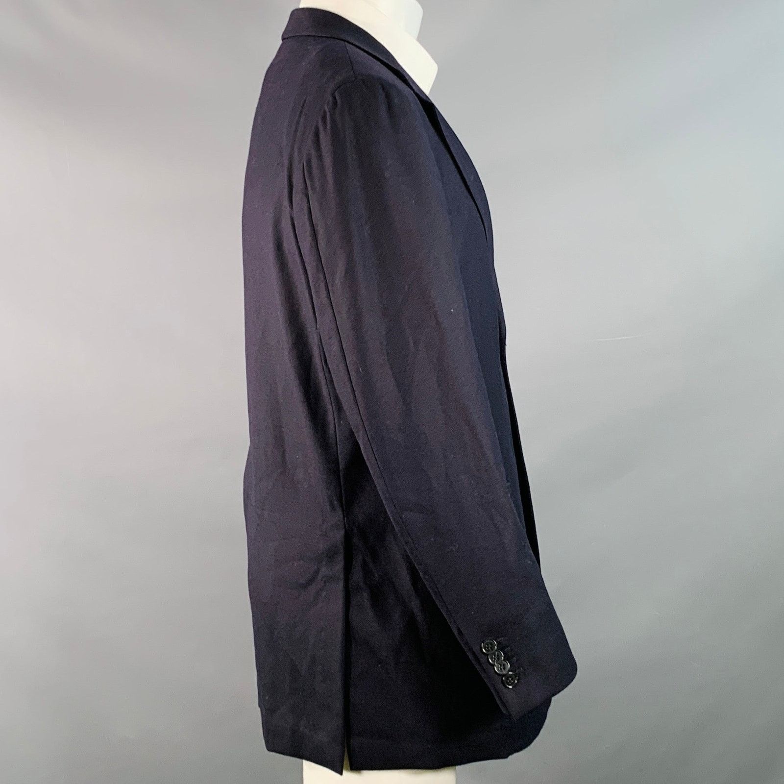 Ermenegildo Zegna ERMENEGILDO ZEGNA Regular Navy Wool Twill Notch Lapel Coat Size 40R - 2 Thumbnail