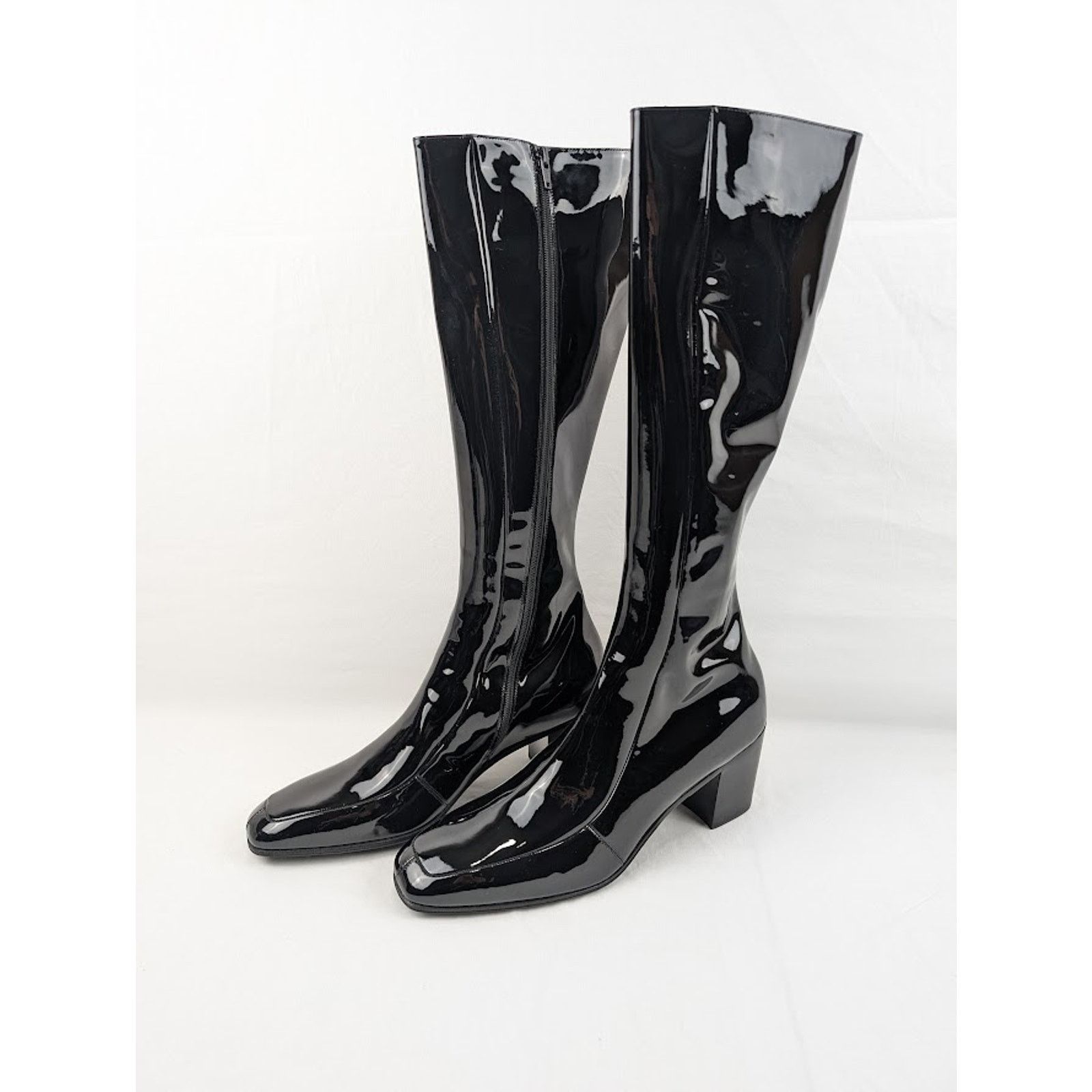 Saint Laurent Paris o1rshd1 Vernice Softy Otto 70 Zipped High Boots in Nero Size US 9.5 / EU 42-43 - 17 Thumbnail