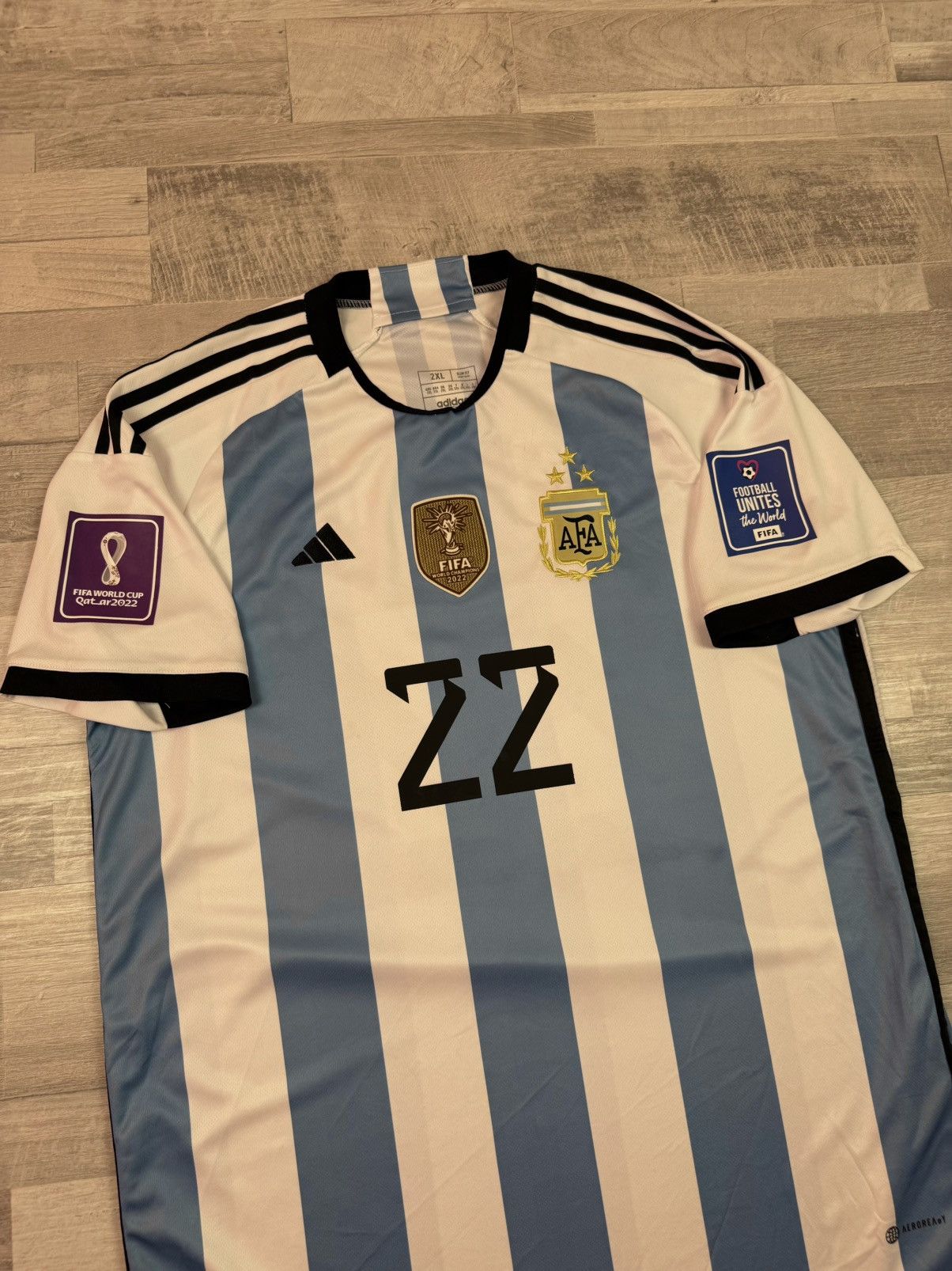 Adidas Argentina Home World Cup 2022 - LAUTARO MARTINEZ #22 Size US XXL / EU 58 / 5 - 5 Thumbnail