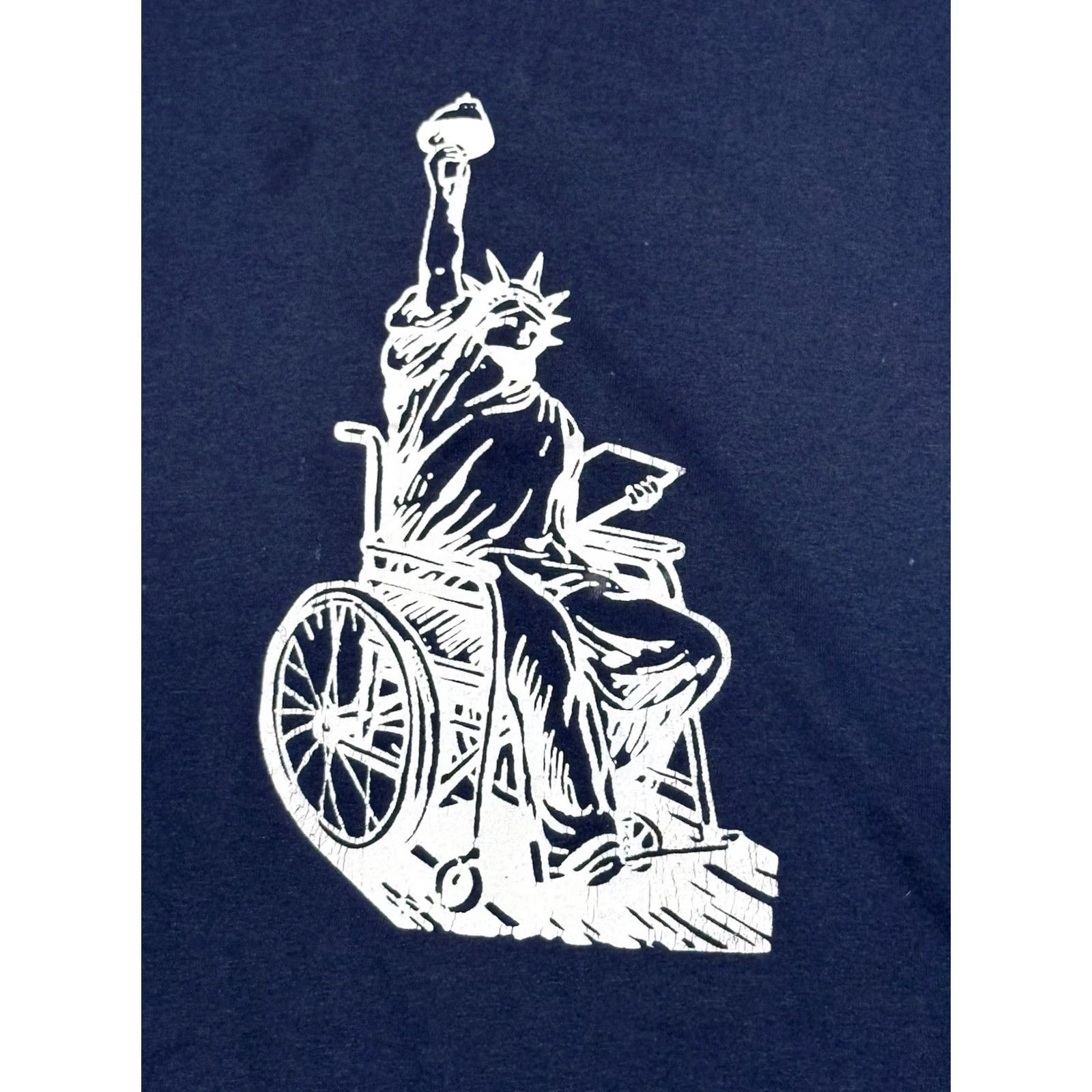 TEE JAYS VINTAGE Tee Jays ADA Longsleeve Shirt Large BLUE Lady Liberty Graphic Print 90s 1990s USA Disability Patriotic Mens Size US L / EU 52-54 / 3 - 3 Thumbnail