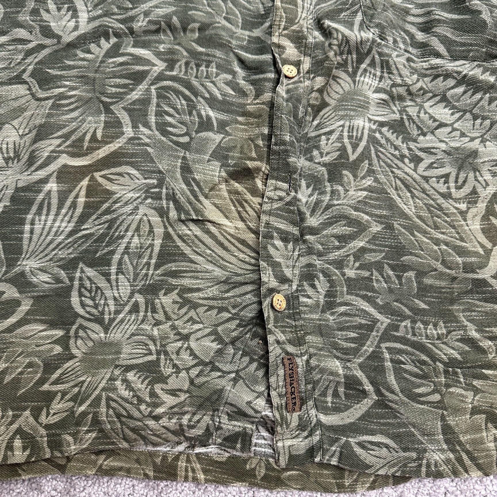 Vintage VINTAGE Flyshacker Hawaiian Shirt Mens XL Green Floral Short Sleeve Button-Down Casual Beach 90s Mens Size US XL / EU 56 / 4 - 5 Thumbnail