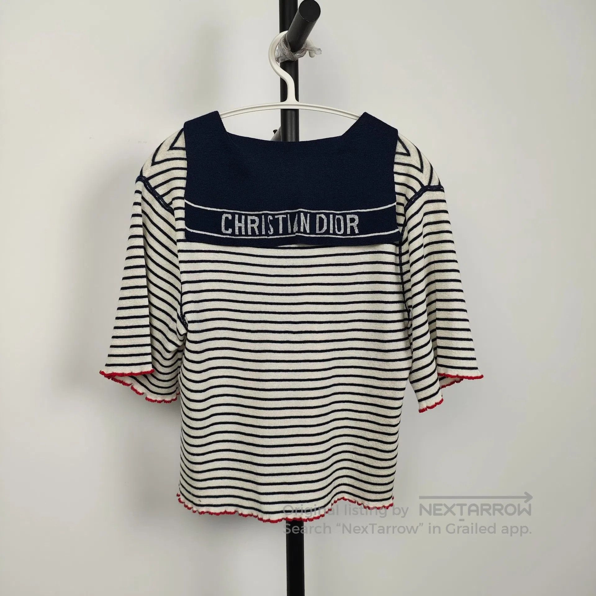Dior Dior Black and White Striped Nautical Collar Red Edge Knit Size S / US 4 / IT 40 - 2 Thumbnail