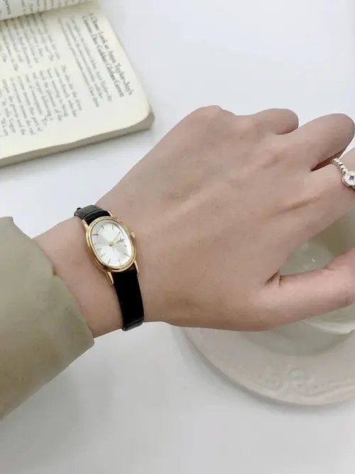 Jewelry Leather Strap Oval Dial Wristwatch, Classic Style Size ONE SIZE - 4 Thumbnail
