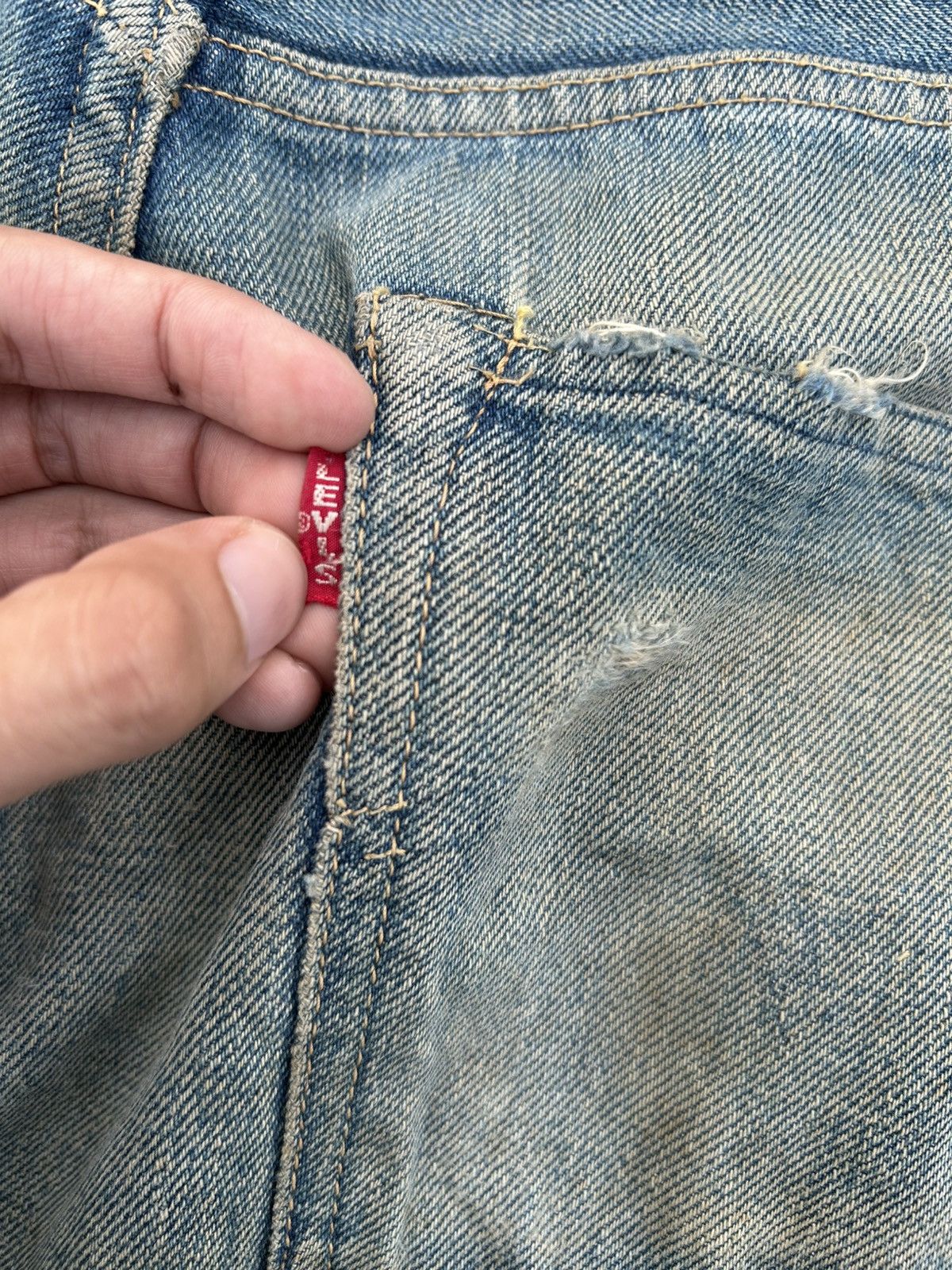 Kapital Vintage Levis Big E Selvedge Distressed Denim Jeans Size US 32 / EU 48 - 18 Thumbnail