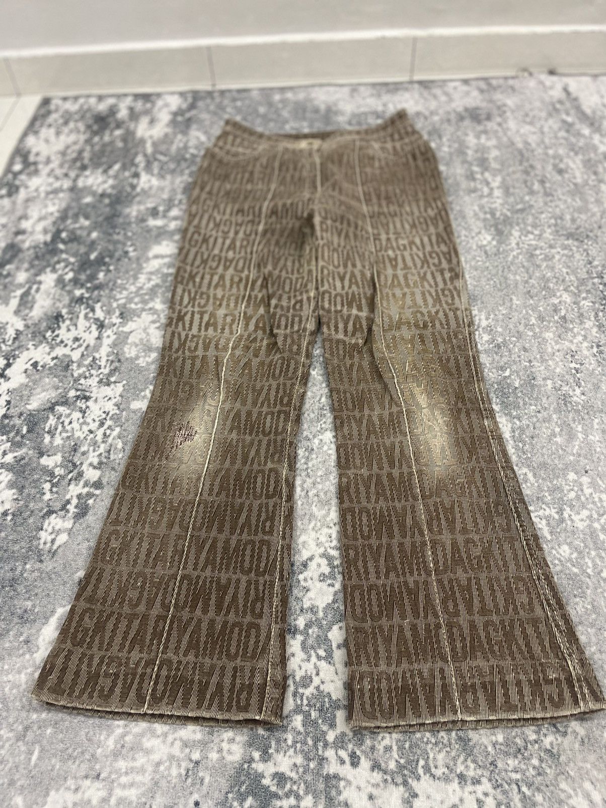 Japanese Brand HKD Manogram Bell Bottom Jeans Size US 27 - 4 Thumbnail