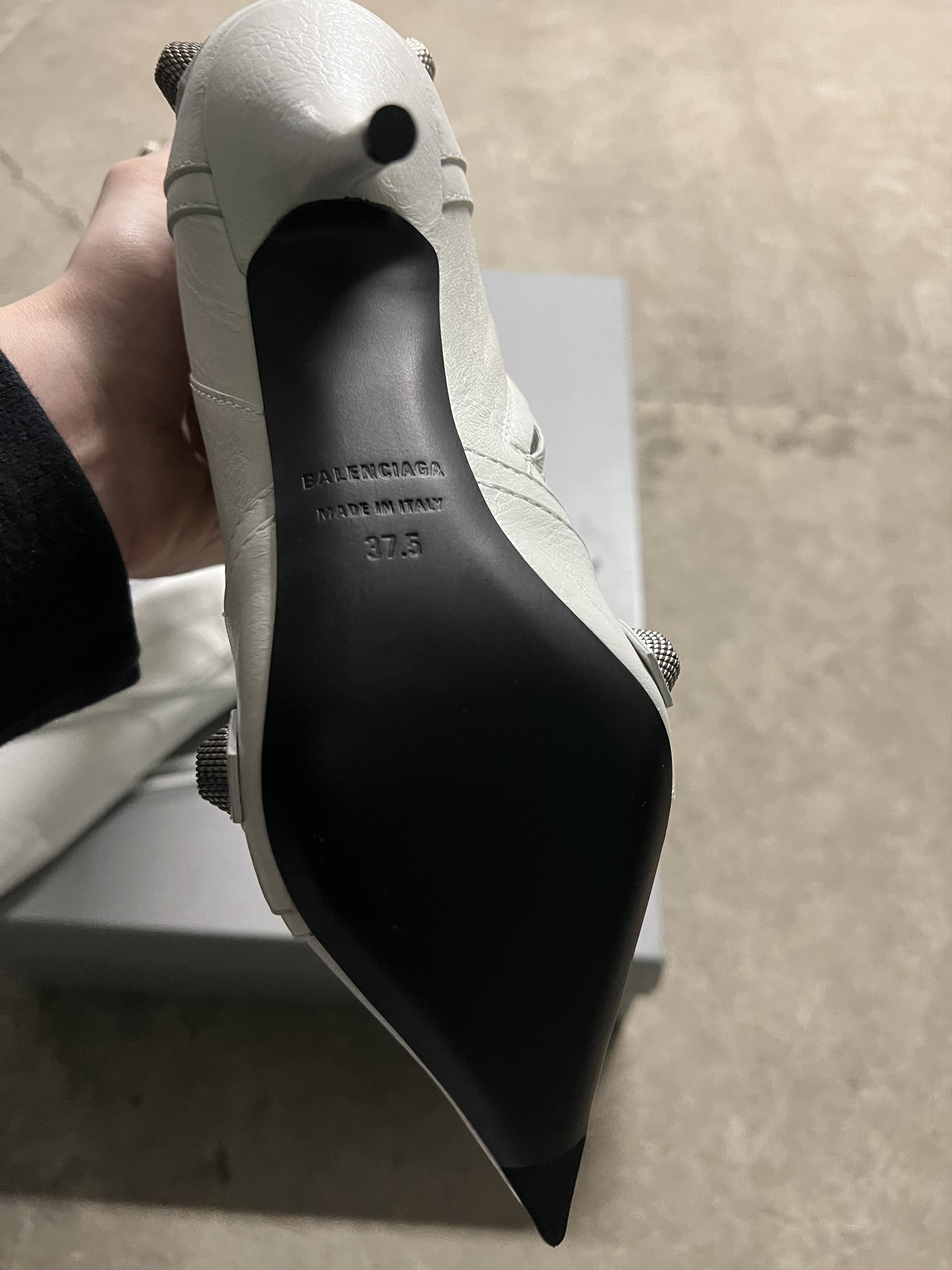 Balenciaga Balenciaga Le Cagole Embellished White Heel Boots Size US 7.5 / IT 37.5 - 5 Thumbnail