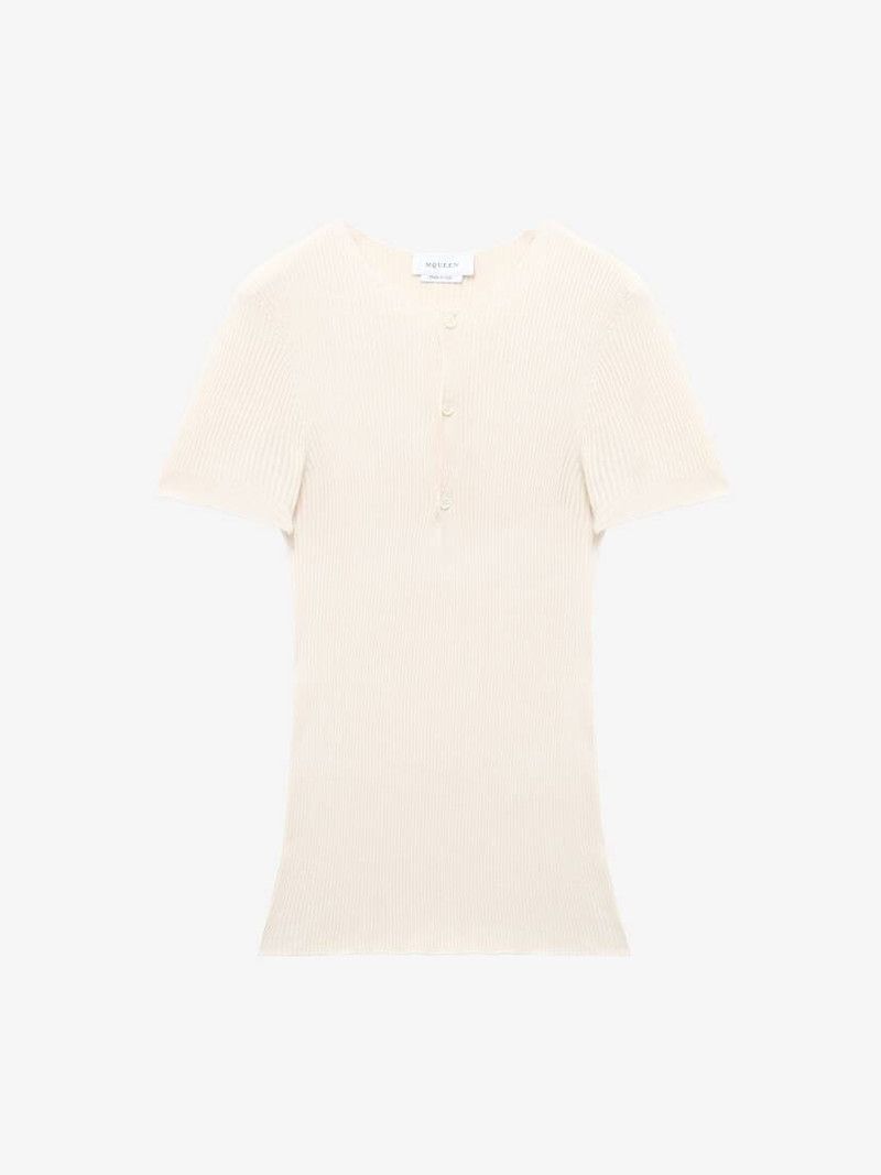 o1srvl11e0226 Rib Knit T-Shirt In Ivory