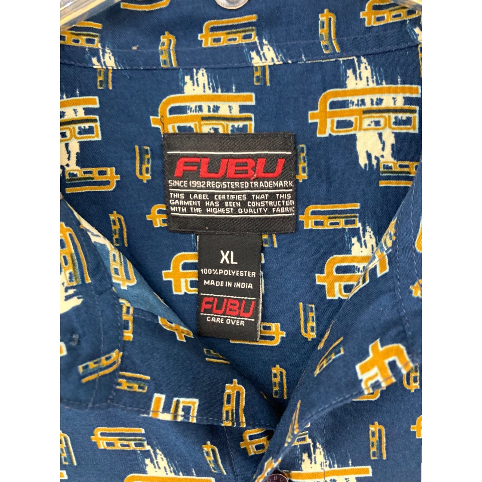 Fubu FUBU Mens Button-Up Shirt XL Blue Hip Hop 90s Graphic Print Collared Short Sleeve Relaxed Fit Casual Size US XL / EU 56 / 4 - 5 Thumbnail
