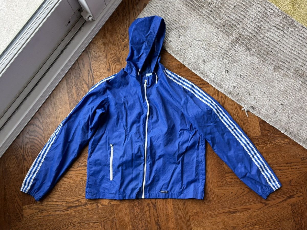 Adidas × Vintage Vintage Adidas Windbreaker Ventex Hooded 3 Stripe Track Jack Size US S / EU 44-46 / 1 - 17 Thumbnail