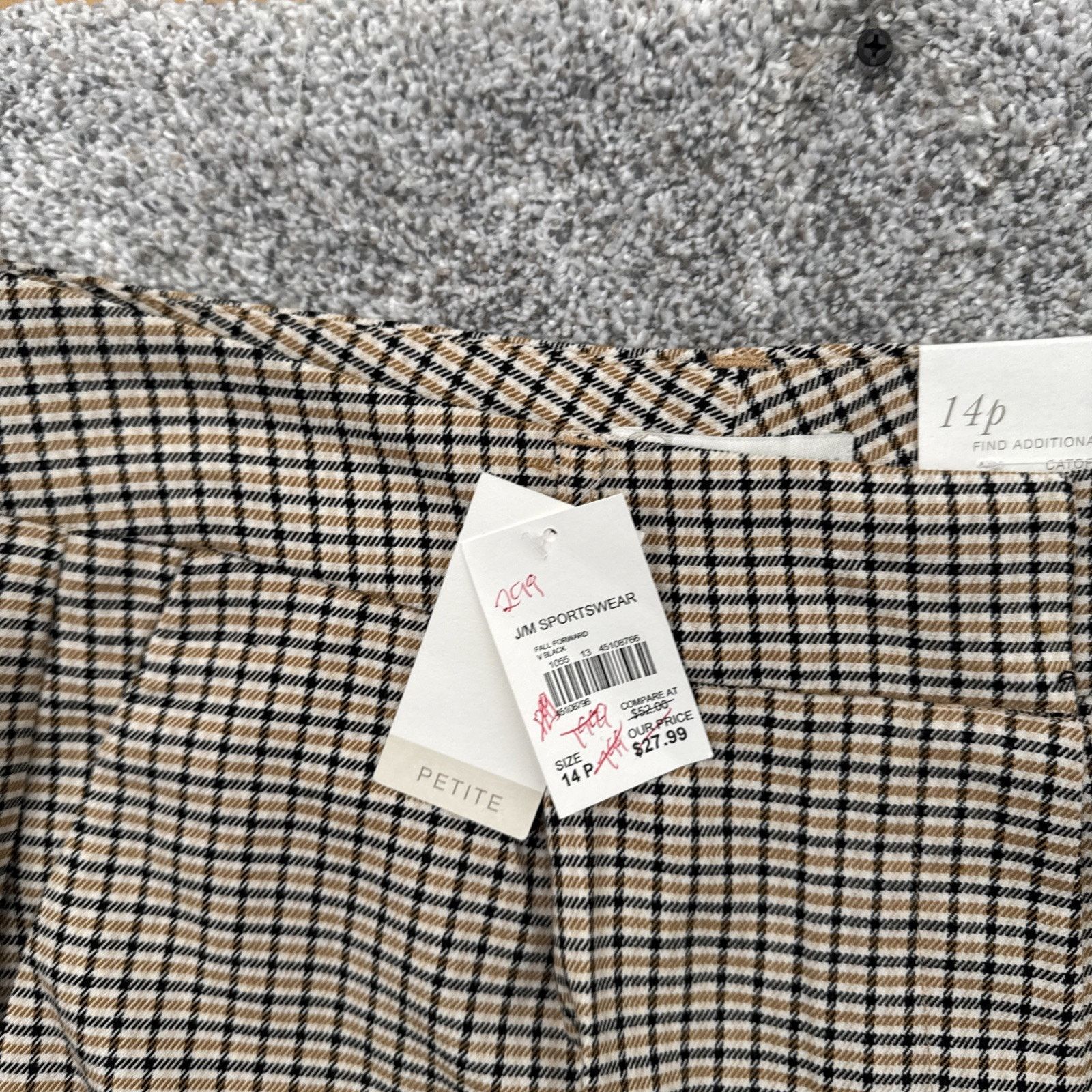 Other Cato Trousers Womens 14P Petite Plaid Dark Academia Pleated Size 36" / US 14 / IT 50 - 2 Thumbnail