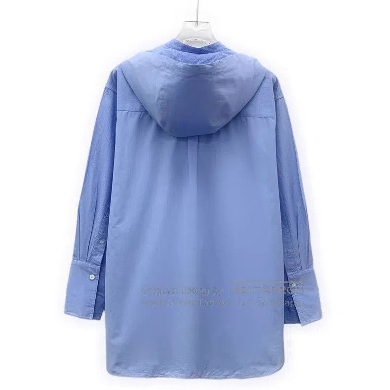Loewe Loewe Blue Logo Subtle Pattern All-Over Print Cotton Hoode Size XS / US 0-2 / IT 36-38 - 2 Thumbnail