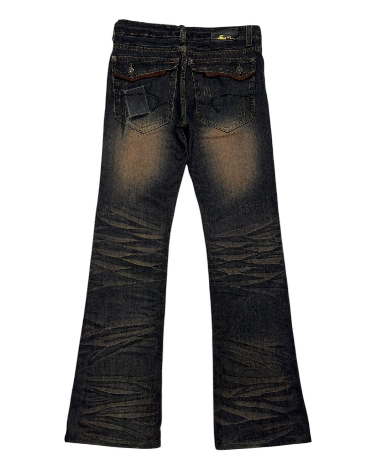 If Six Was Nine × Japanese Brand × Le Grande Bleu (L.G.B.) 🔥FLARE JEANS WHISKER BLACK CROWN CLAW MARK DISTRESS JEAN Size US 32 / EU 48 - 6 Thumbnail
