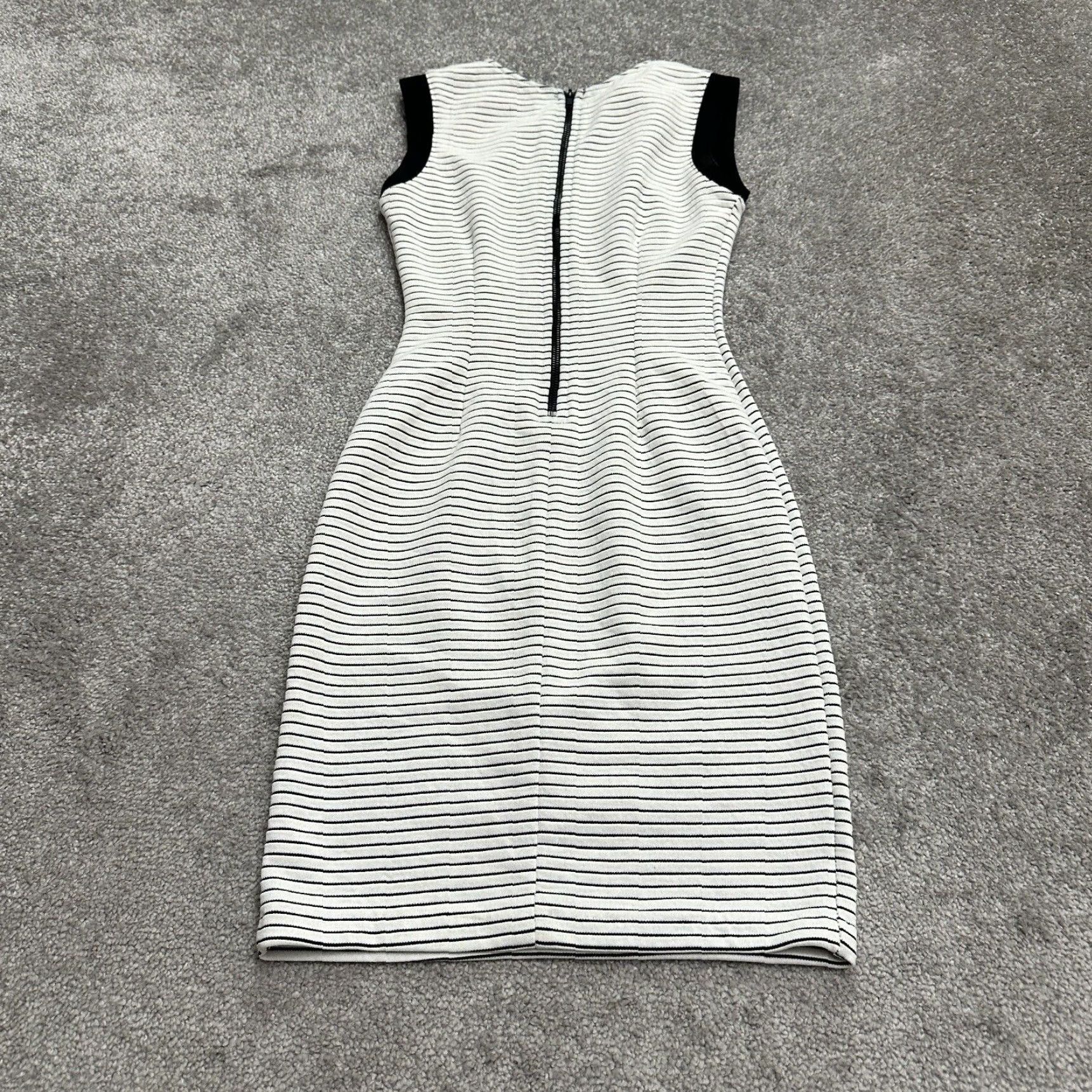 AQUA Aqua Dress XS White Black Stripe Sleeveless Bodycon Midi Women Size XS / US 0-2 / IT 36-38 - 2 Thumbnail