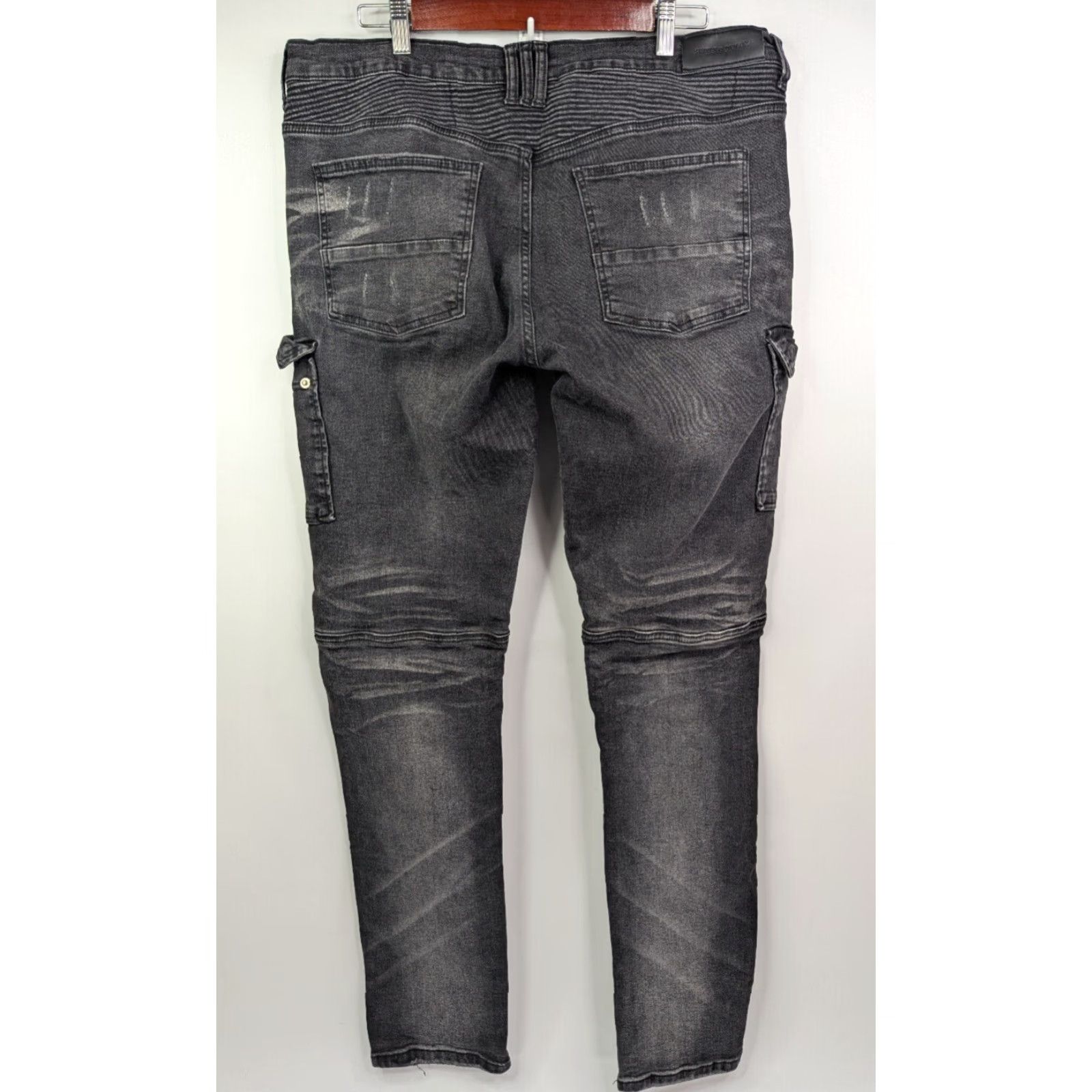 Supply & Demand Supply & Demand Jeans Cargo Mens Black Denim Moto Distressed Stretch 2XL 38W Size US 39 - 7 Thumbnail