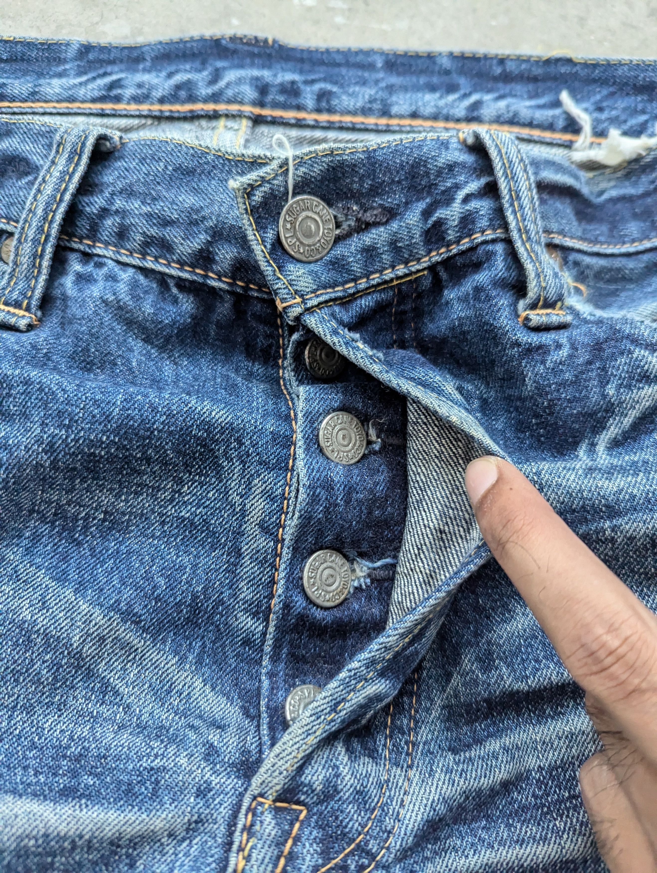 Japanese Brand × Sugar Cane OPEN ORDER 🔥 Vintage Sugar Cane Selvedge Distressed Denim Size US 32 / EU 48 - 10 Thumbnail