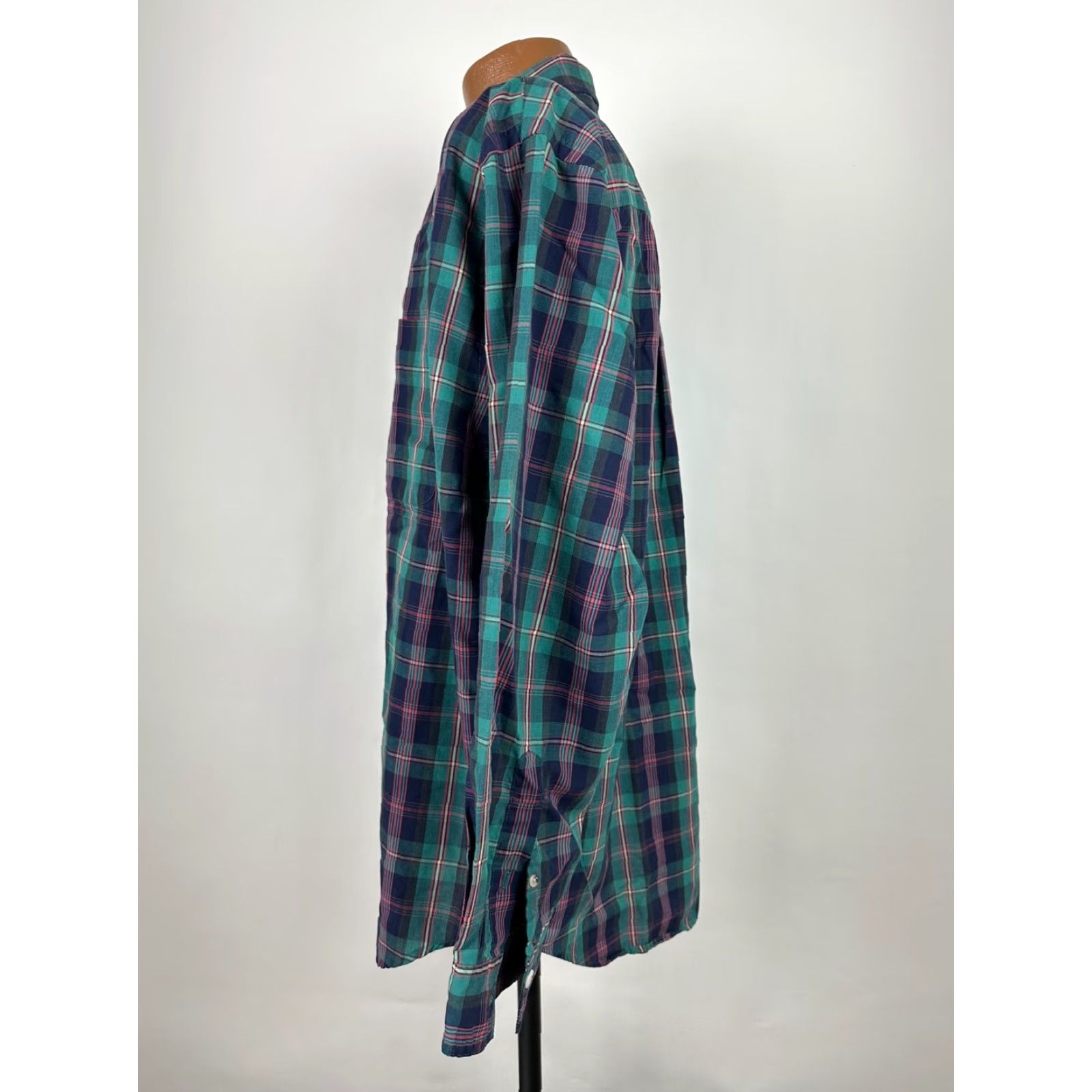 Eddie Bauer VINTAGE Eddie Bauer Marin Poplin Shirt Men XL Casual Plaid Button-Down Teal Green 90s Size US XL / EU 56 / 4 - 7 Thumbnail