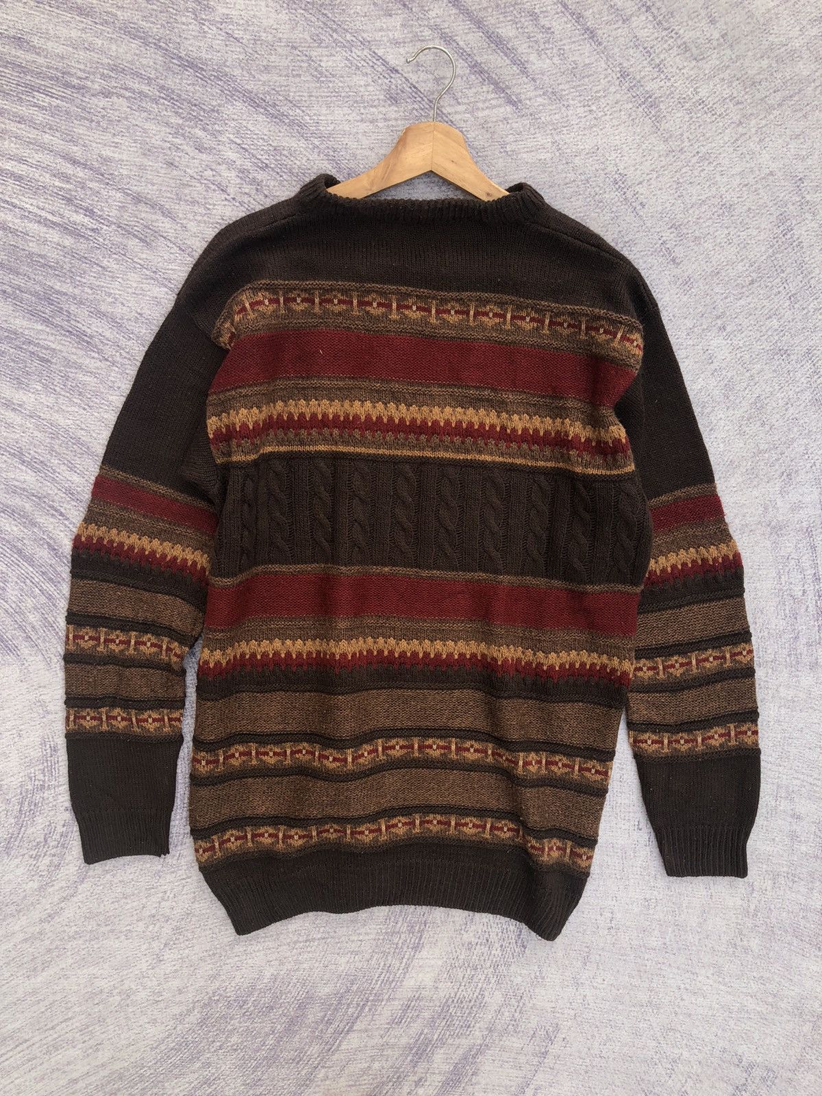 Aran Isles Knitwear 🔴Vintage COLERIGE Stripe Pureknit Jumper Made In Italy Size US L / EU 52-54 / 3 - 10 Thumbnail