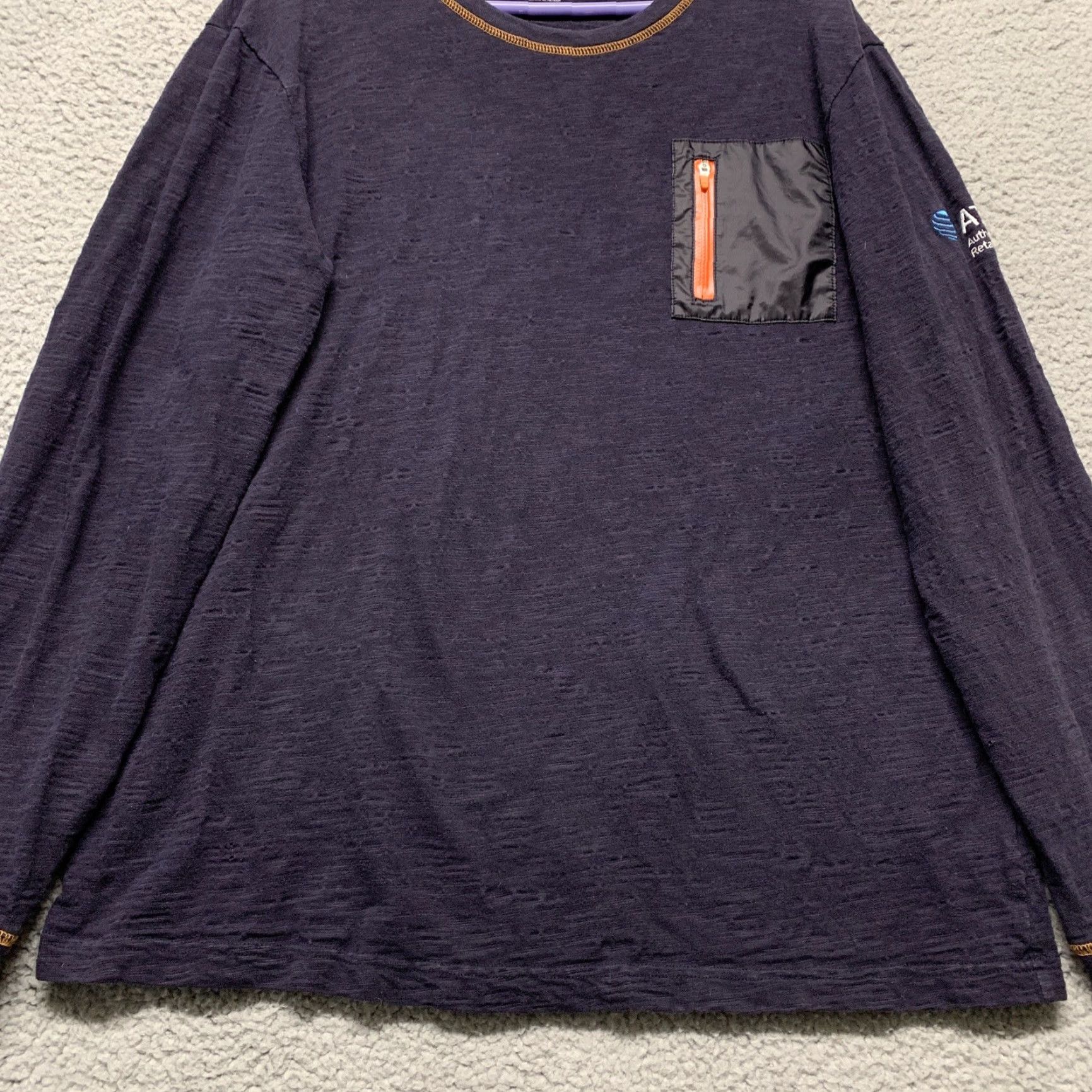 Urban Outfitters Outfitters Mens Tee Size L Navy Blue 1 Zip Pocket Orange Trim Logo on Sleeve Shirt Long Sleeve Crew Neck Blue Pockets Mens Size US L / EU 52-54 / 3 - 3 Thumbnail