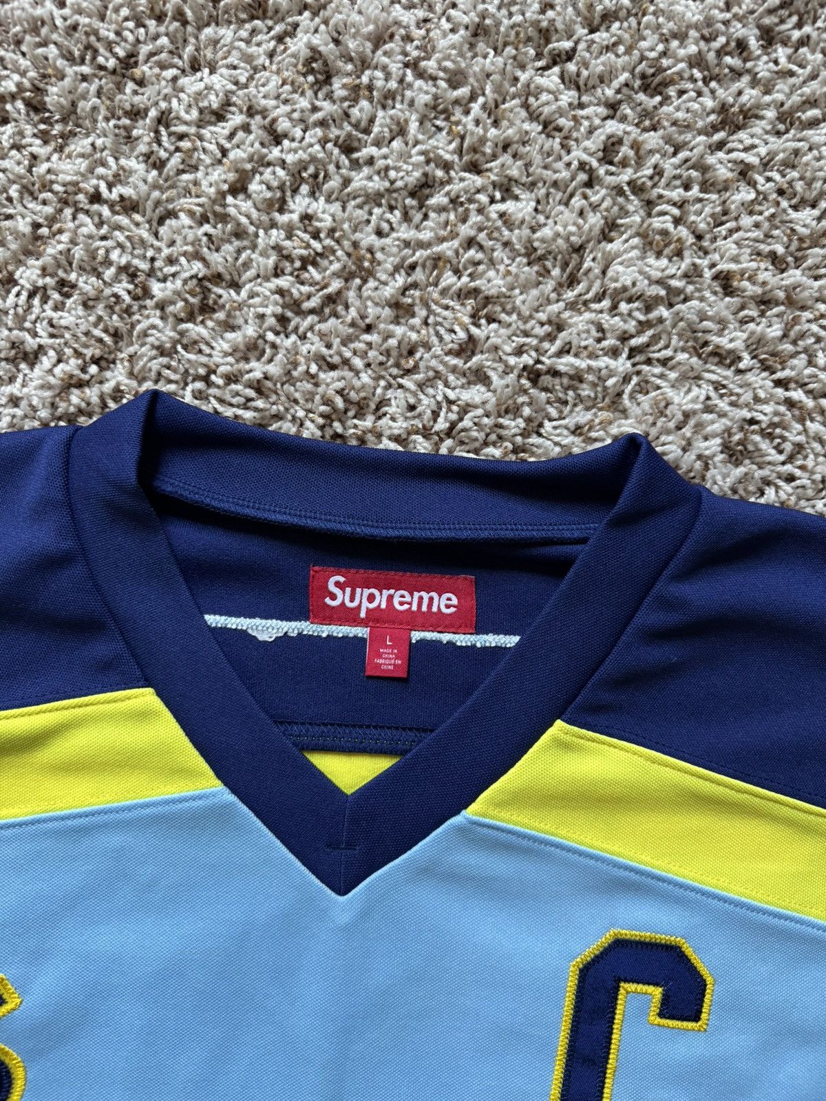 Supreme Supreme Fire & Ice Patches Hockey Jersey Light Blue Size US L / EU 52-54 / 3 - 15 Thumbnail