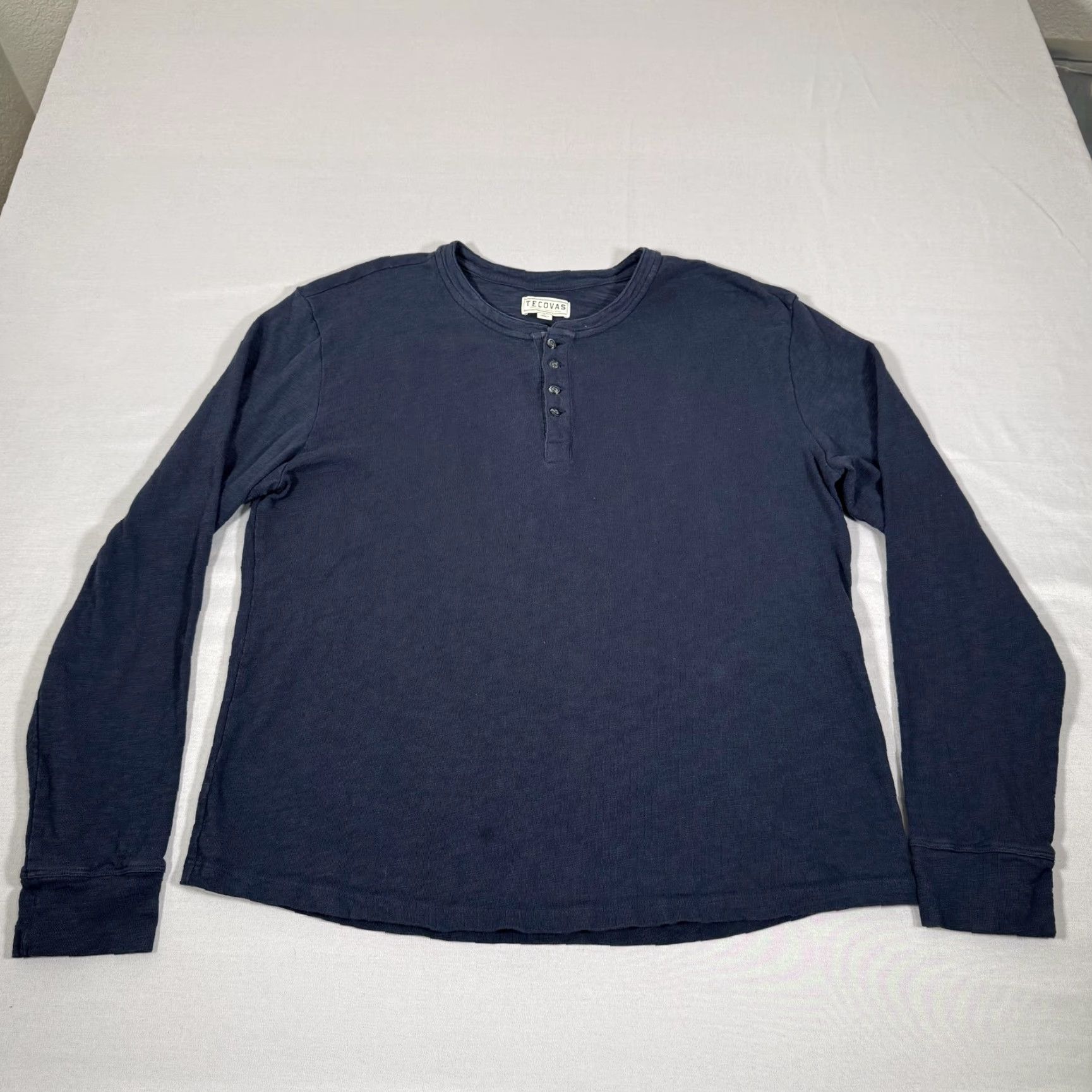 Tecovas Tecovas Shirt Mens Large Blue Henley Long Sleeve Western Cowboy Work Cotton Tee Size US L / EU 52-54 / 3 - 2 Thumbnail