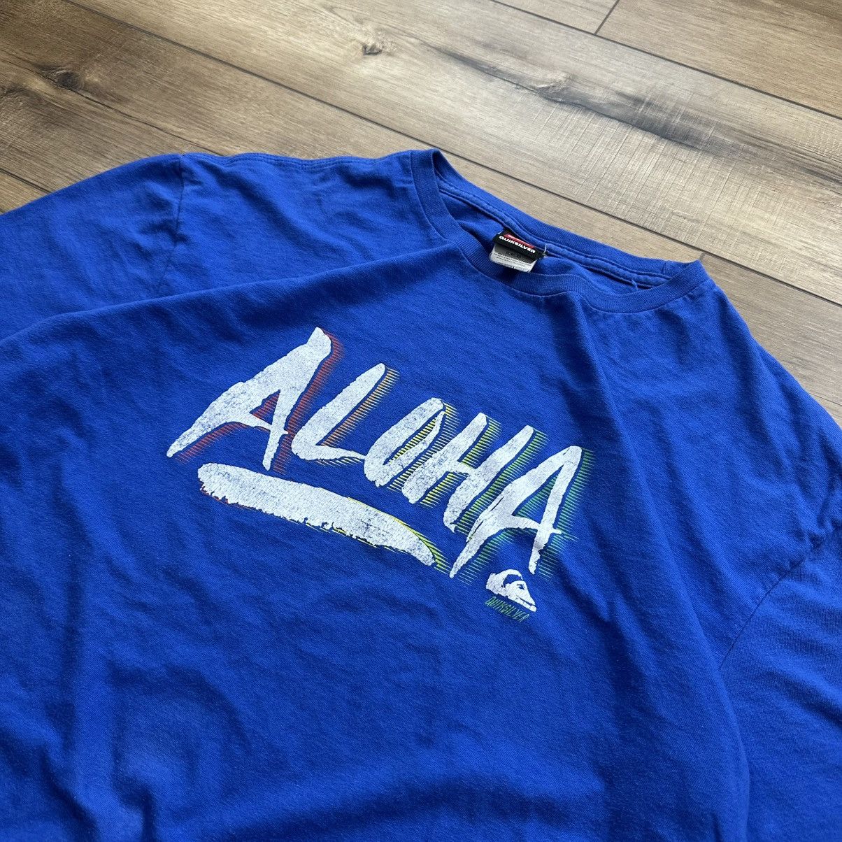 Quiksilver Vintage 2000s Y2K Quiksilver Aloha Blue Surf Graphic Tee Size US XL / EU 56 / 4 - 4 Thumbnail